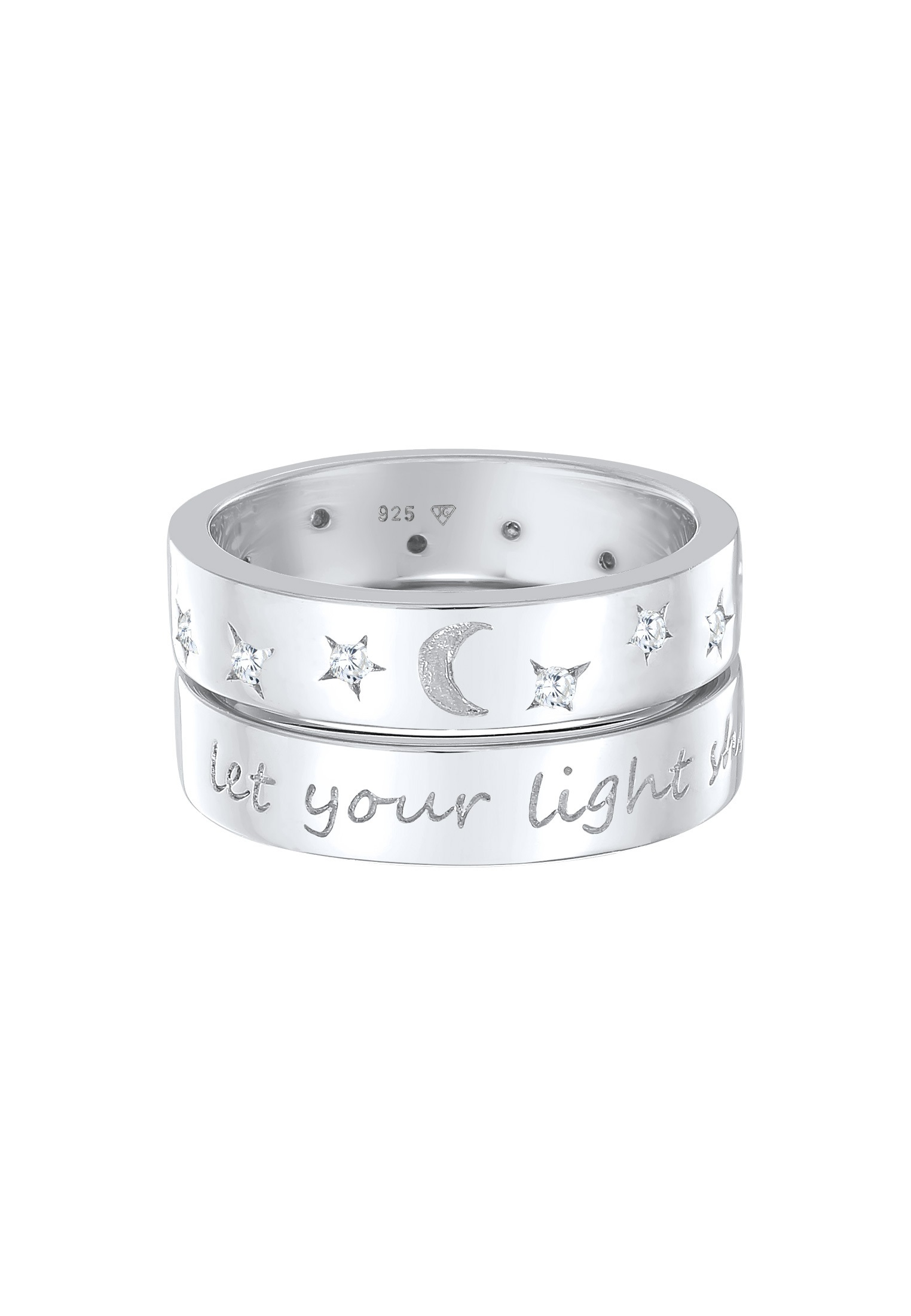 Elli Solitärring »Mond Stern - Let Your Light Shine 925 Silber«