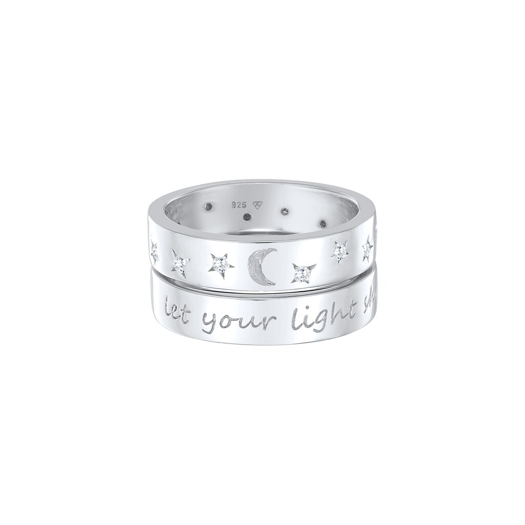 Elli Solitärring »Mond Stern - Let Your Light Shine 925 Silber«