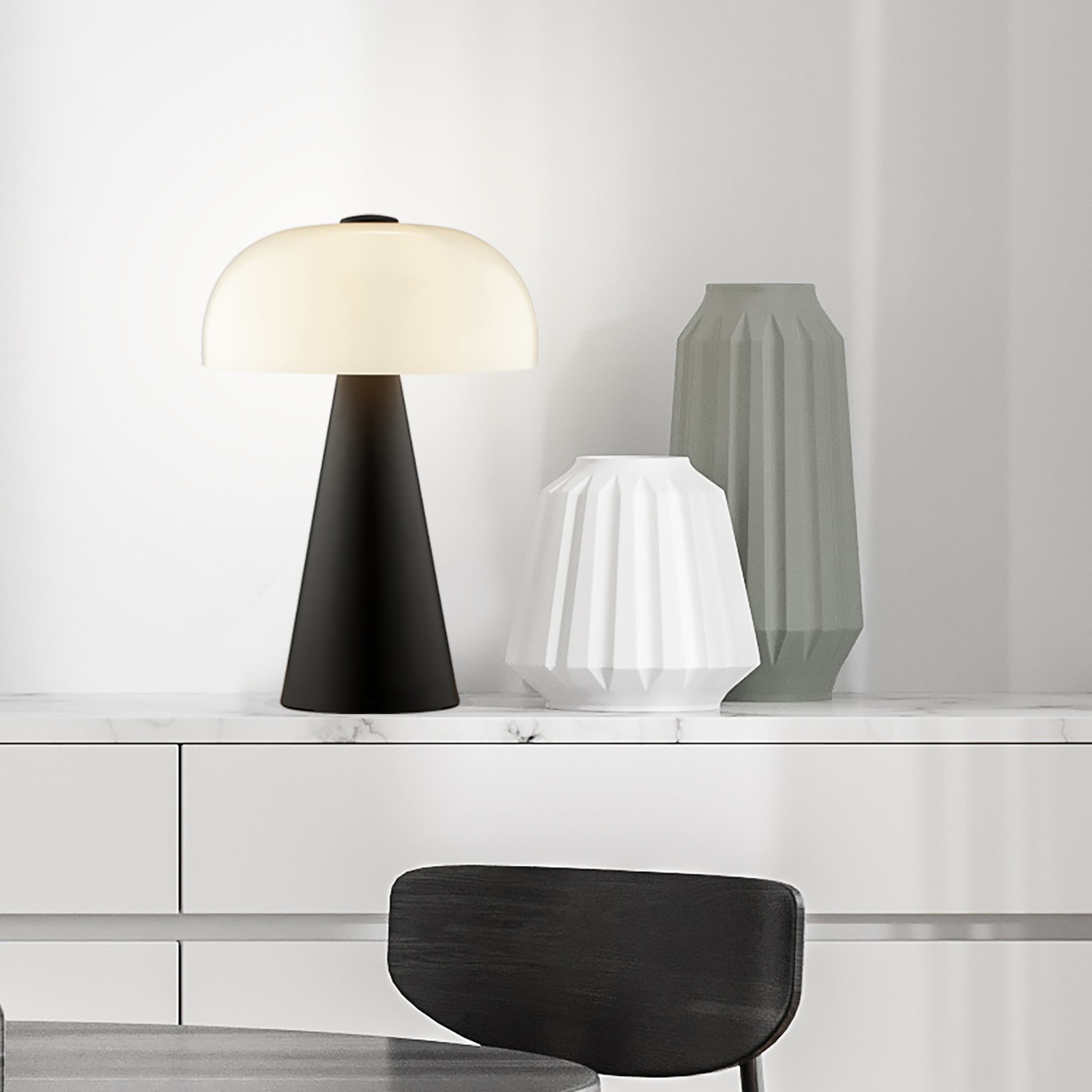 Brilliant Tischleuchte »Crescent« E14 1 Stk. Pilz Tischleuchte, 35 cm, Ø 24 cm, E14, Schalter am Kabel, schwarz