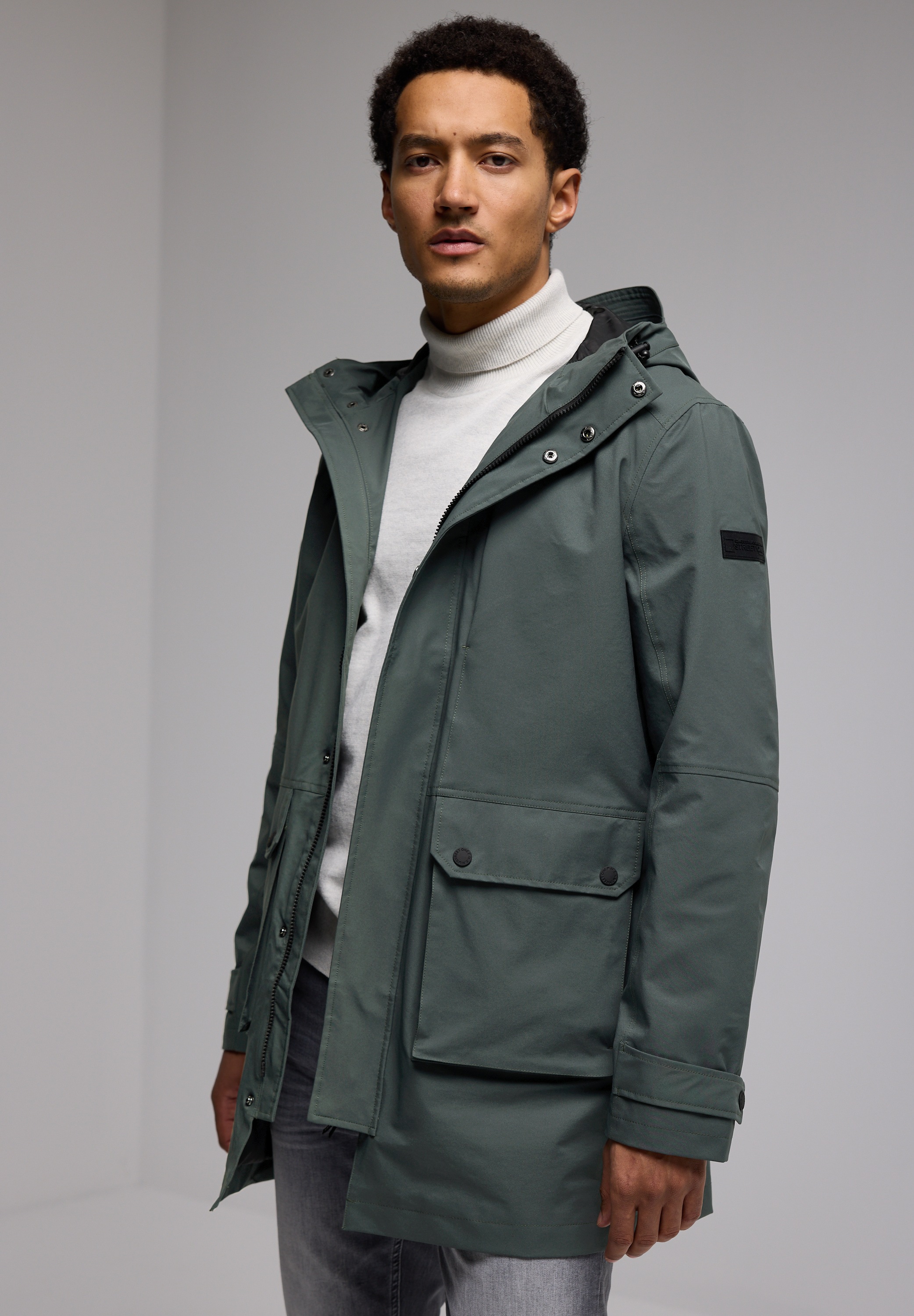 STREET ONE MEN Outdoorjacke mit Kapuze wasserabweisend