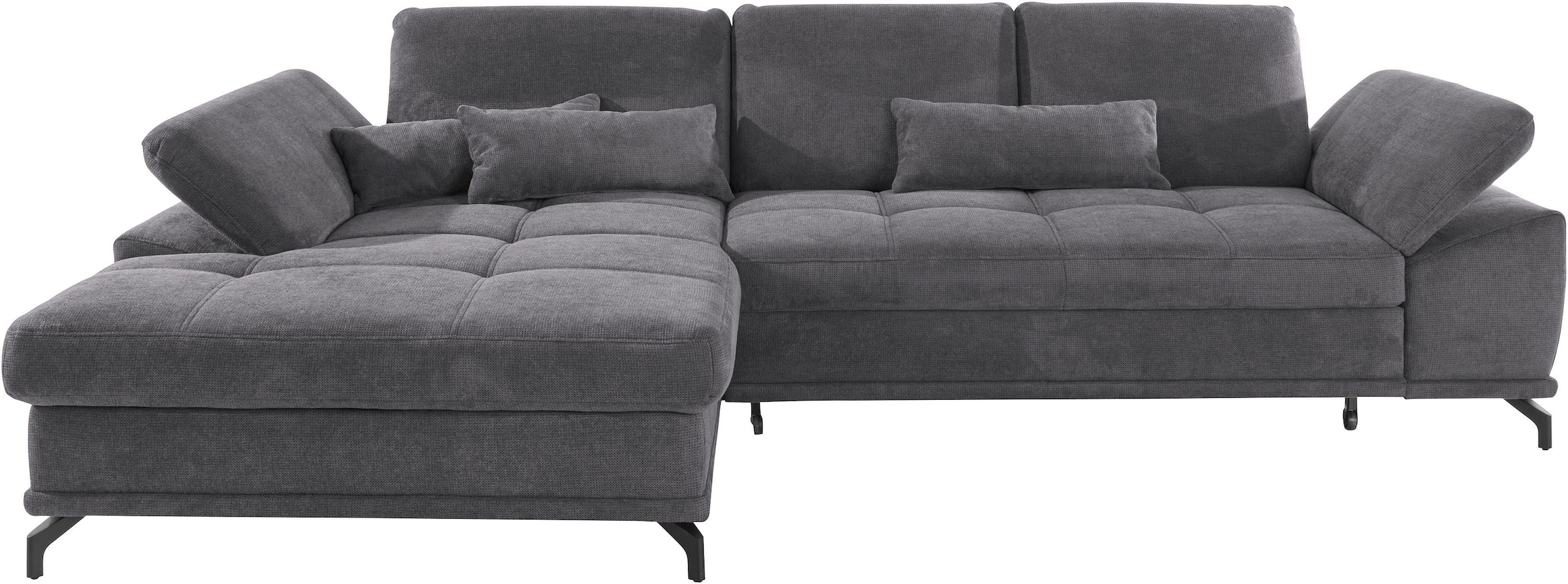 Places of Style Ecksofa Costello, mit Sitztiefenverstellung und Armlehnfunktion, incl. 3 Nierenkissen