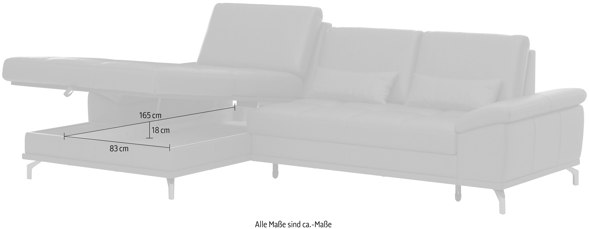 Places of Style Ecksofa Costello, mit Sitztiefenverstellung und Armlehnfunktion, incl. 3 Nierenkissen