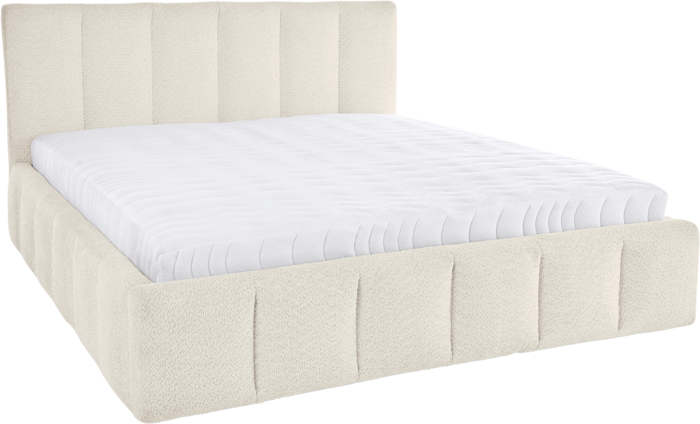 homsy by Ana Johnson Polsterbett »Somny wahlweise mit Bettkasten, erhältlich in verschiedenen Breiten« luxurious gepolstertes Kopfteil und Rahmen, Bezug mit Bouclécharakter