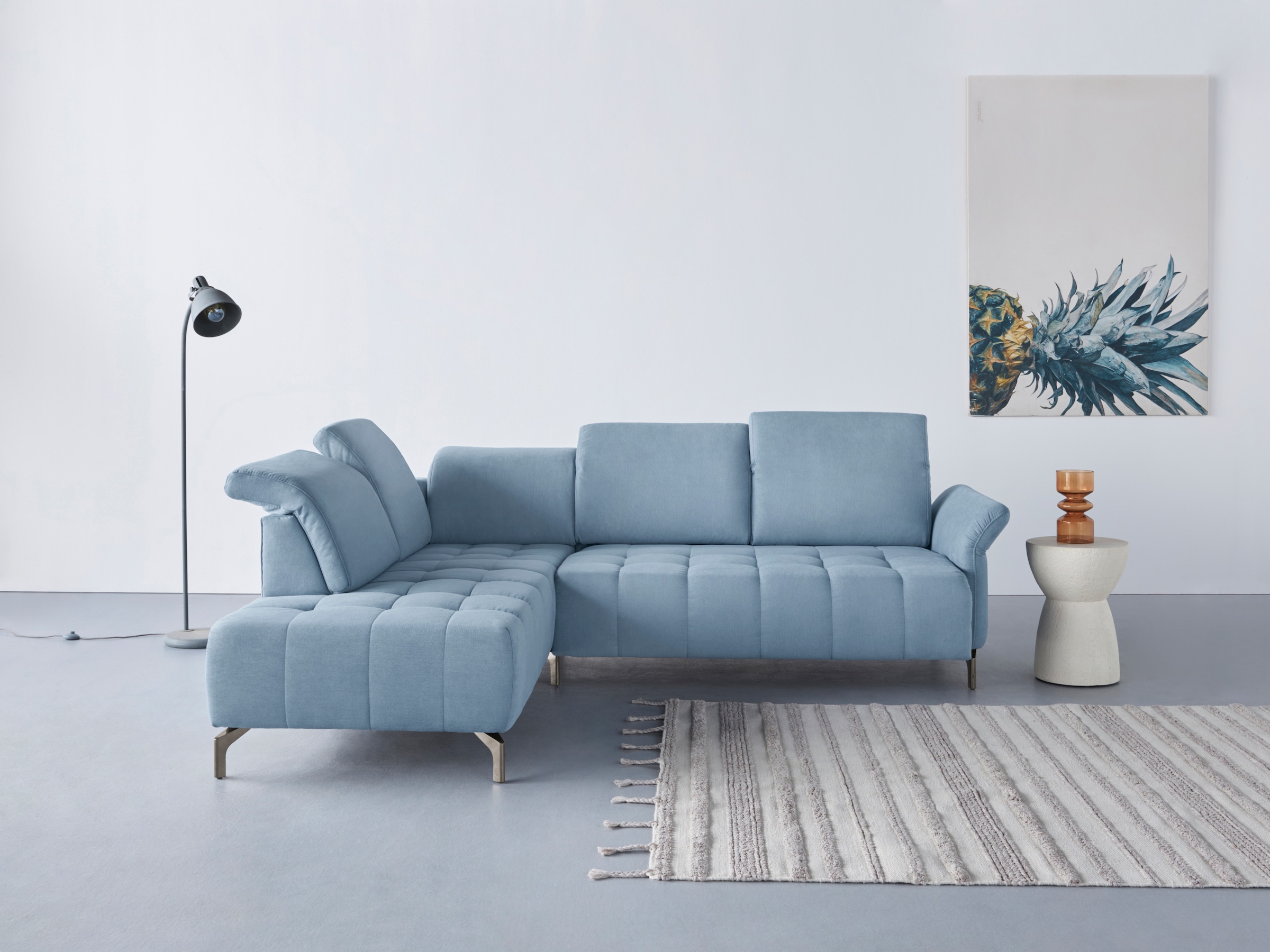 OTTO home Ecksofa "Fresh L-Form" Federkern, wahlweise Kopfteilverstellung und motorischer Vorziehsitz