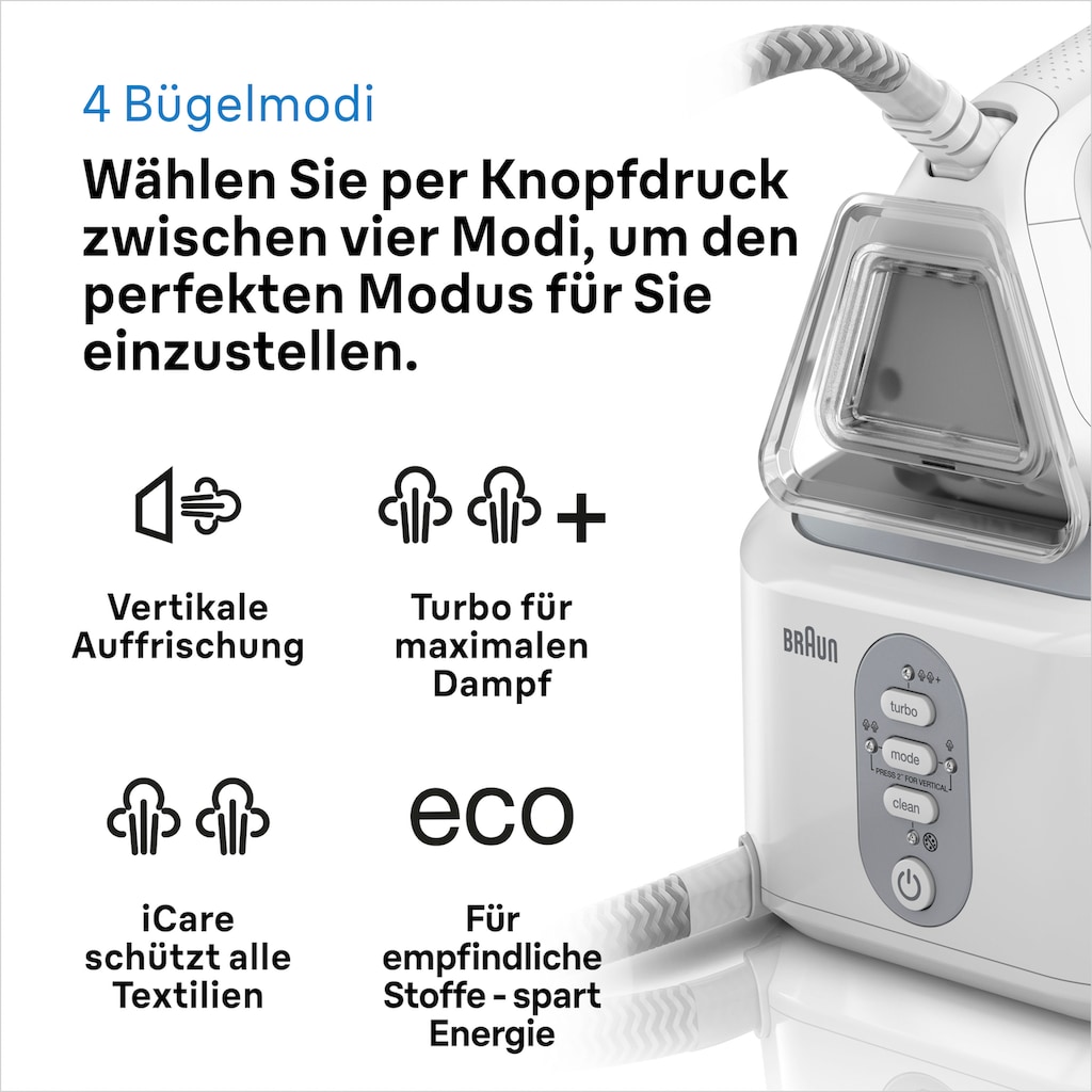 Braun Dampfbügelstation »CareStyle 3 IS3132WH«, weiß, max. Dampfmenge 400g/min, Rückwärtsbügeln über Knöpfe