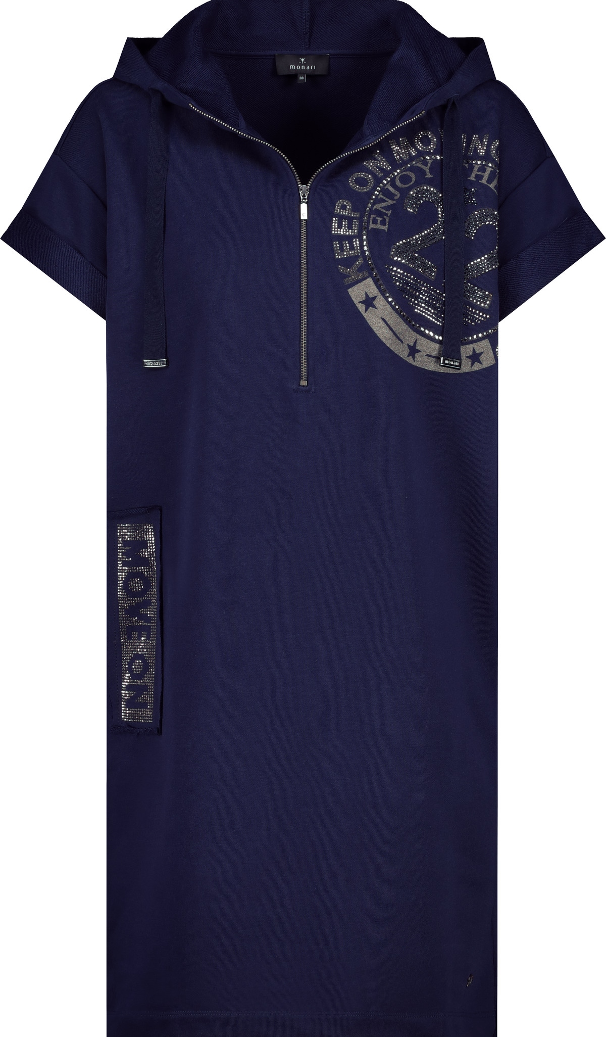 Monari Sweatkleid »Kleid Uni Emblem«, mit Strasssteinen und Glitzerschrift