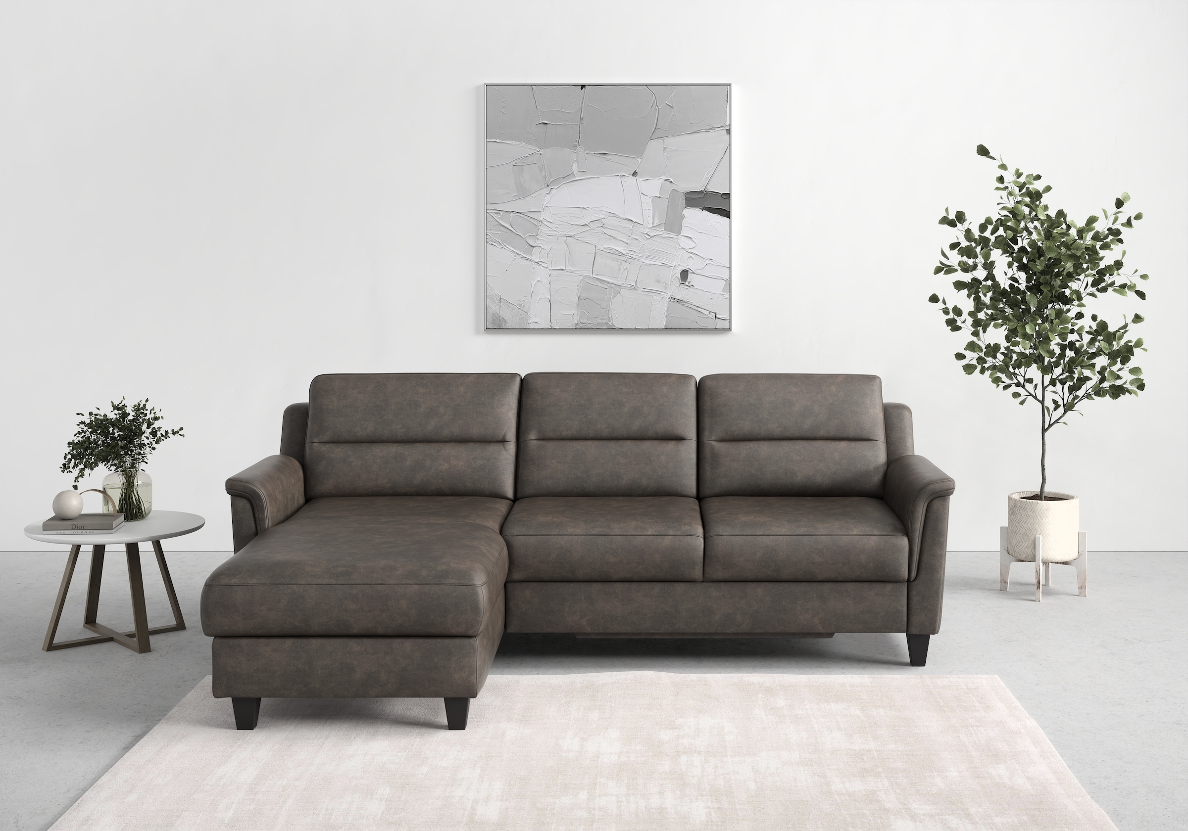 sit&more Ecksofa »Farö L-Form«, inklusive Federkern, wahlweise mit Bettfunktion und Bettkasten