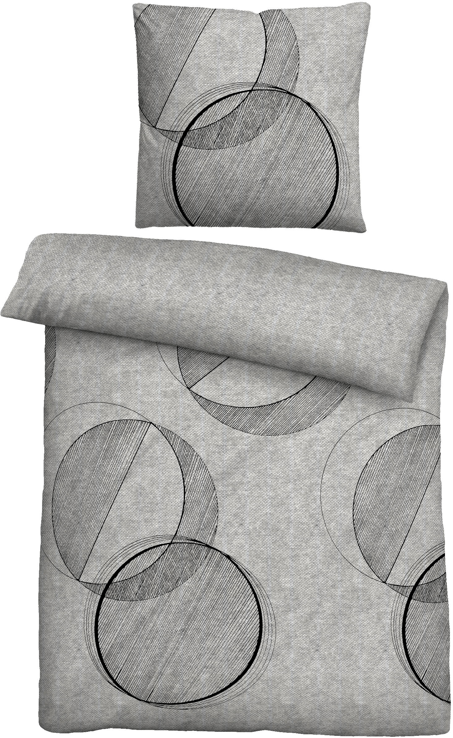 Biberna Bettwäsche "Circle" 2 Stk. kuschelig warm, weich, Melange, 100% Bau günstig online kaufen