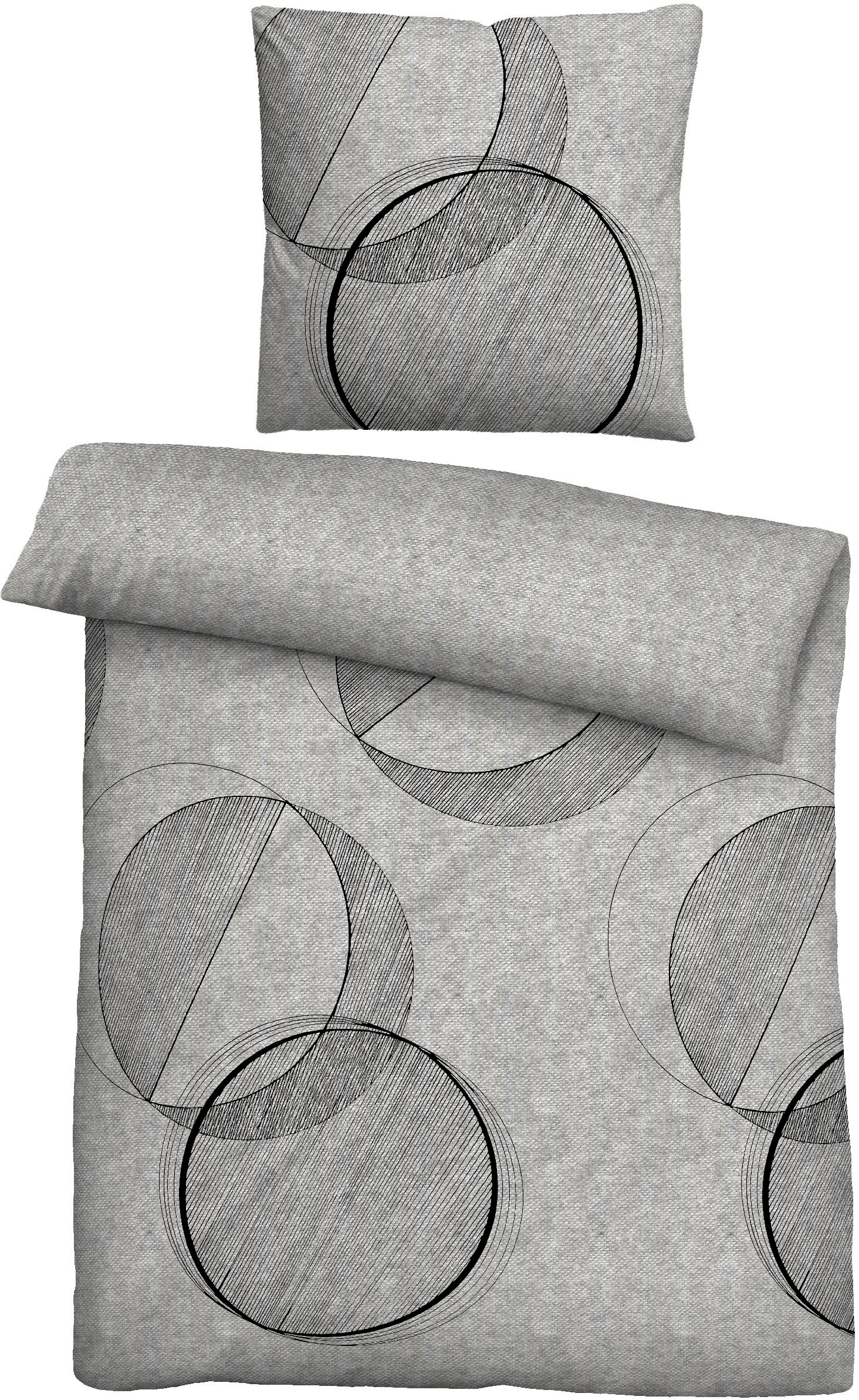 Biberna Bettwäsche "Circle" 2 Stk. tlg. kuschelig warm, weich, Melange, 100 günstig online kaufen