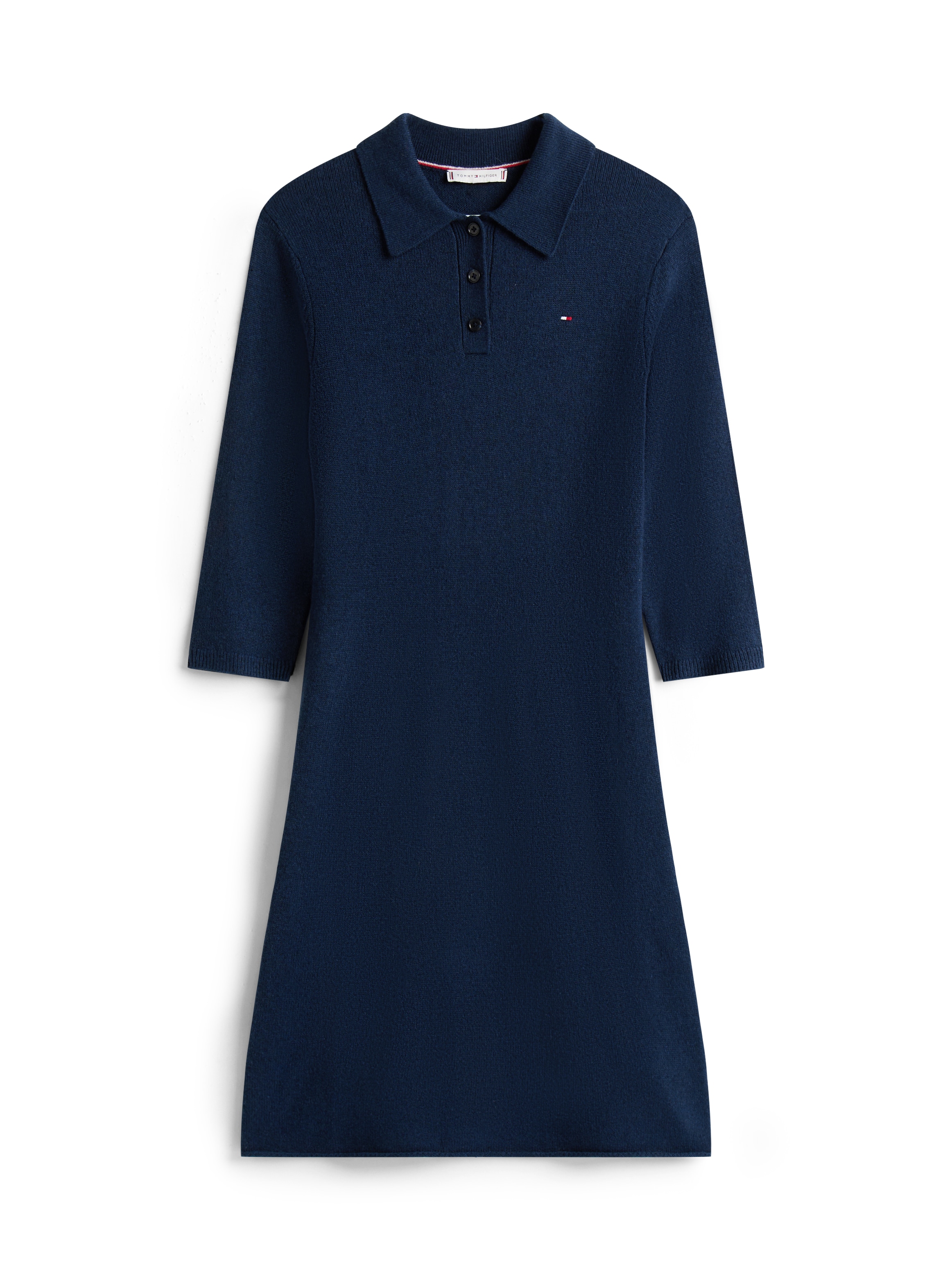 Tommy Hilfiger Strickkleid »SOFT WOOL HALF SL F&F POLO DRESS«, aus reiner Wolle