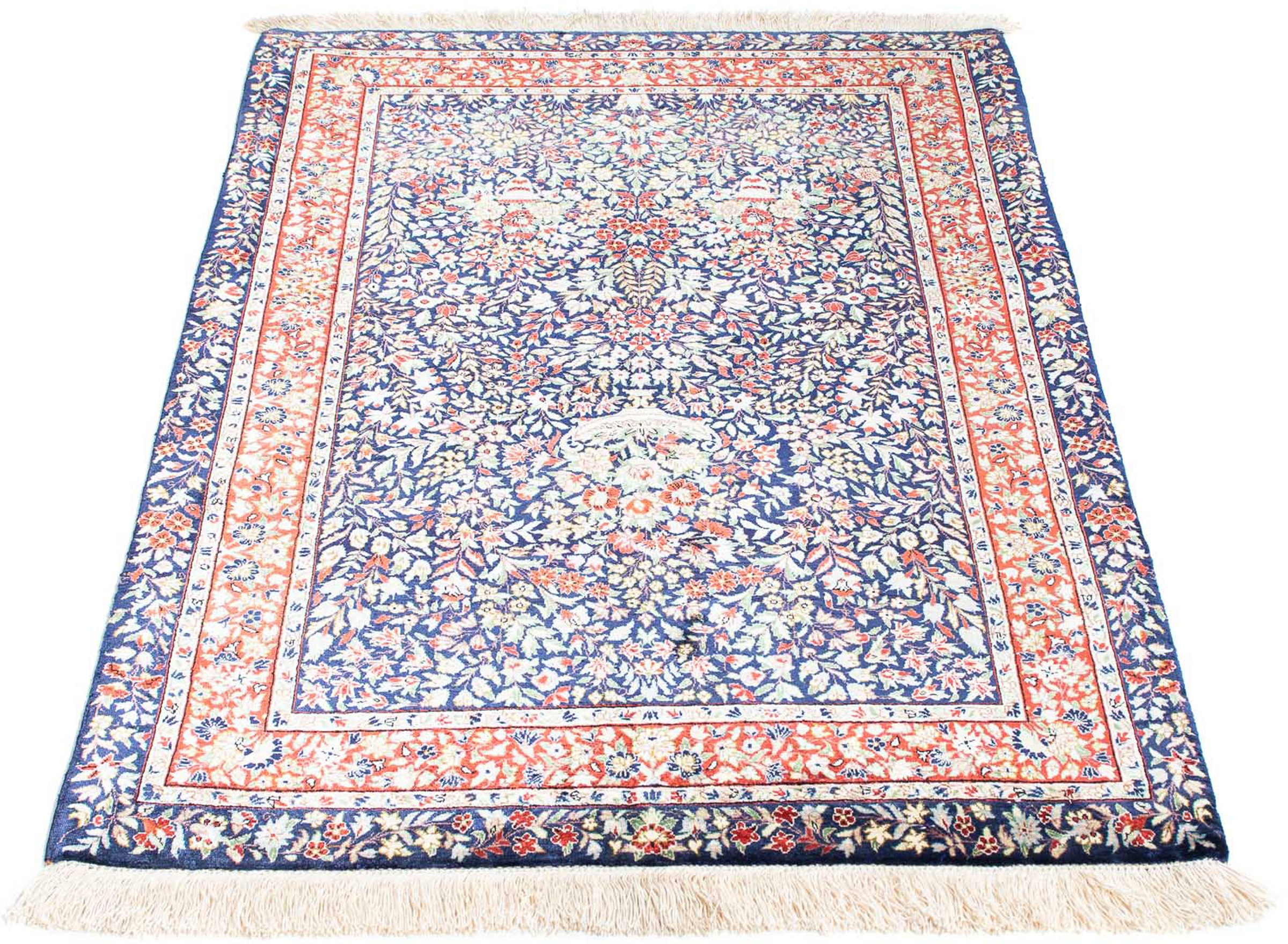 morgenland Orientteppich "Perser - Ghom - 120 x 78 cm - dunkelblau", rechteckig, 10 mm Höhe, Wohnzimmer, Handgeknüpft, E