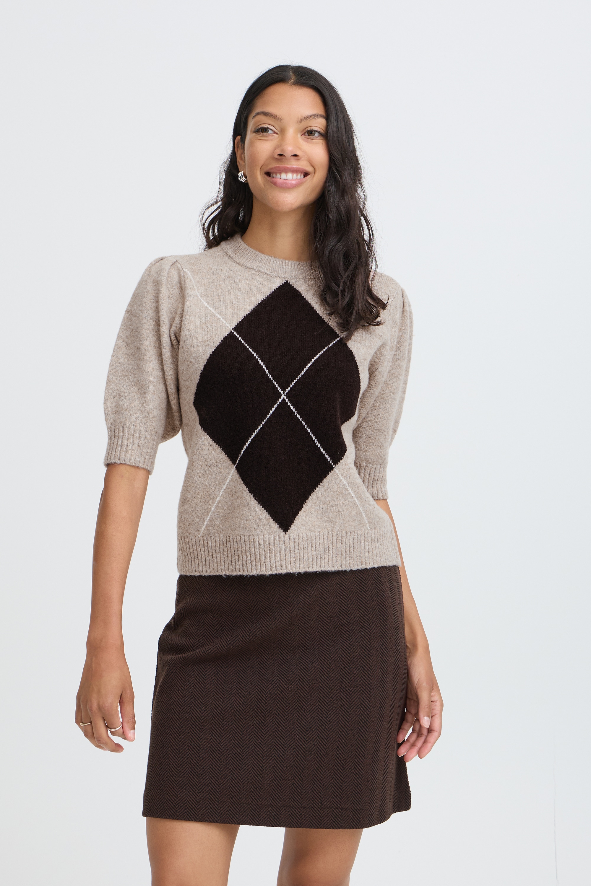 b.young Kurzarmpullover »Damen Halblange Ärmel BYOSMILLA«