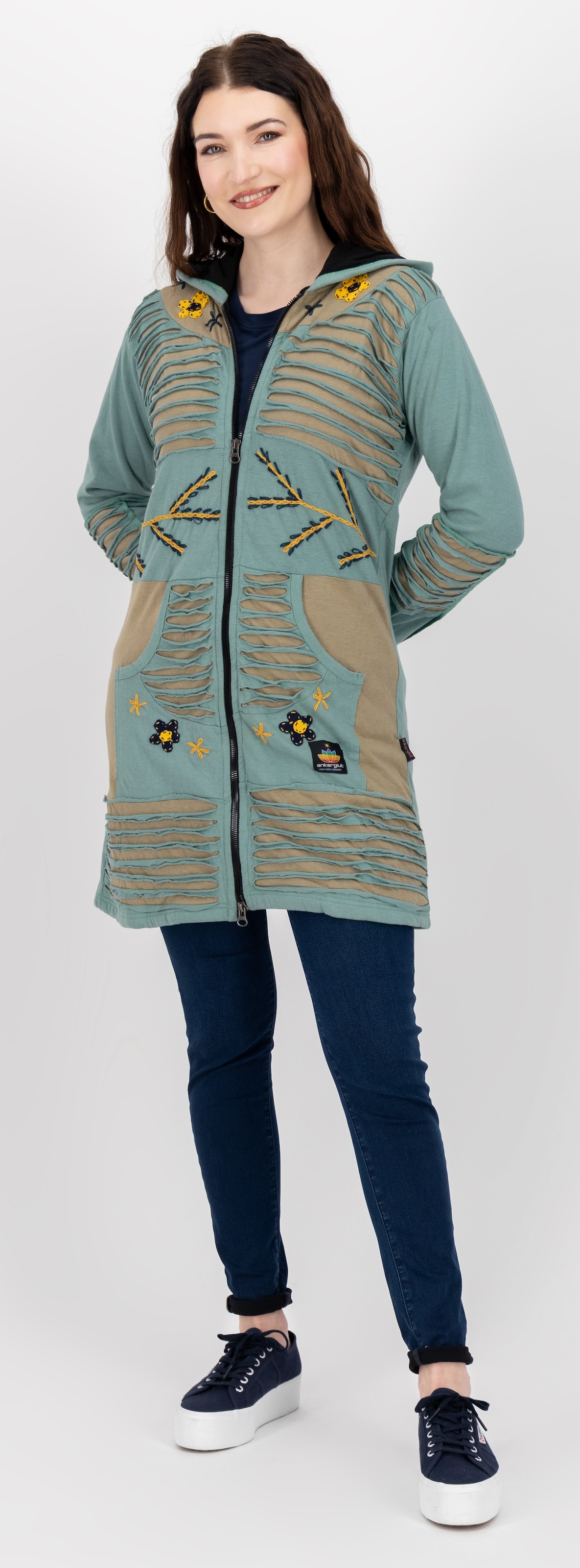 DEPROC Active Fleecejacke »Patchwork NUNAVUT LONG WMN«, auch in Großen Größen erhältlich