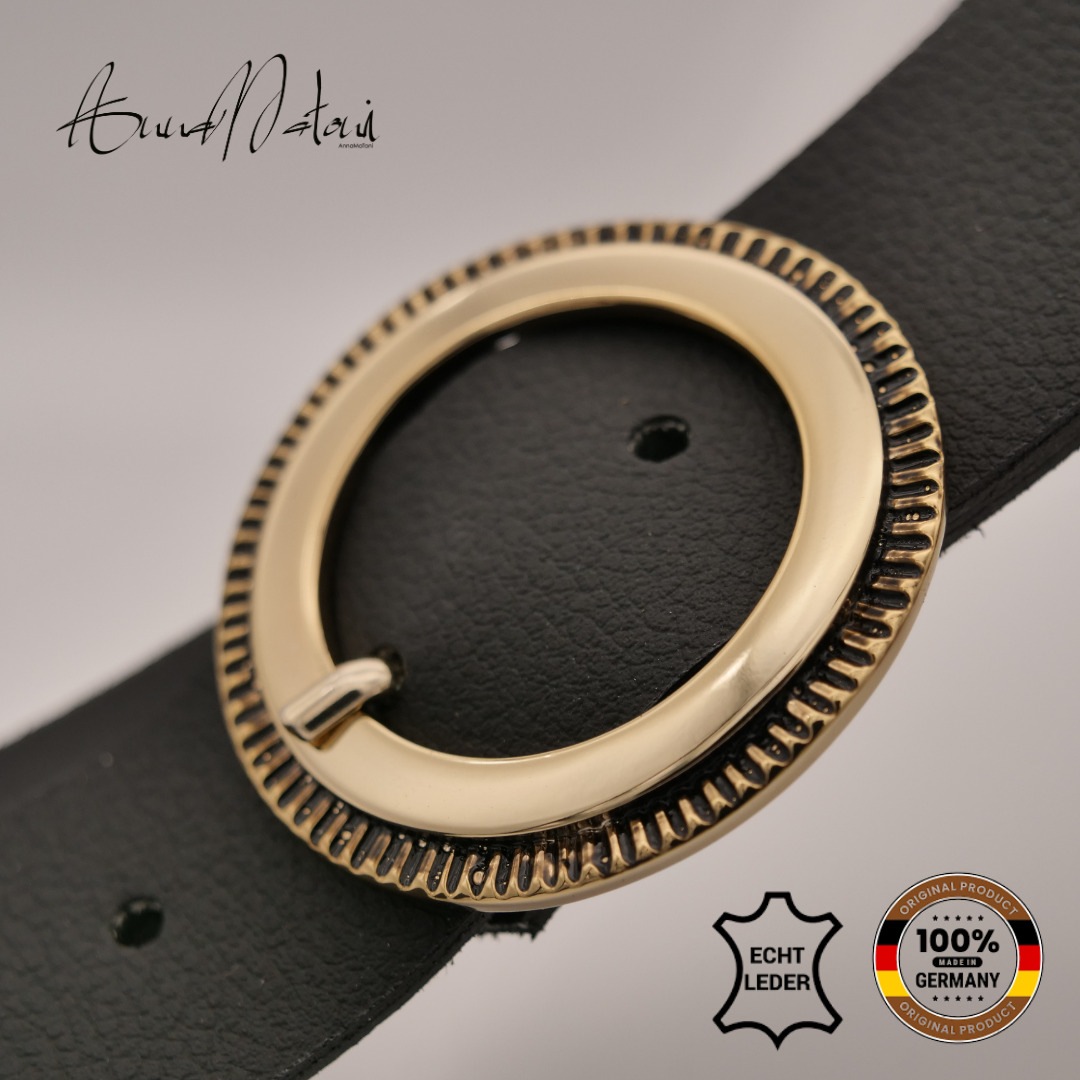 Ledergürtel ANNAMATONI "AnnaMatoni Ledergürtel Glim Ledergürtel Glim", Damen, Gr. TW75 - 90cm Gesamtlänge, schwarz (schwarz 790), 100% Leder, Gürtel Ledergürtel 2
