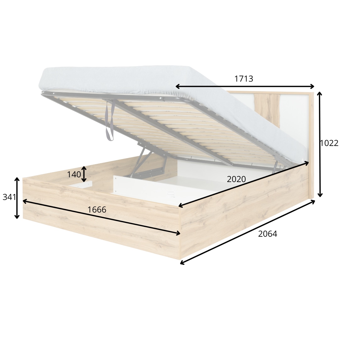 INOSIGN Bett »Bett Fabella ohne Matratze (Schlaffläche 180x200 cm)«, Bett mit Stauraum und Led-Beleuchtung, BxTxH 191,3x206,4x102,2 cm