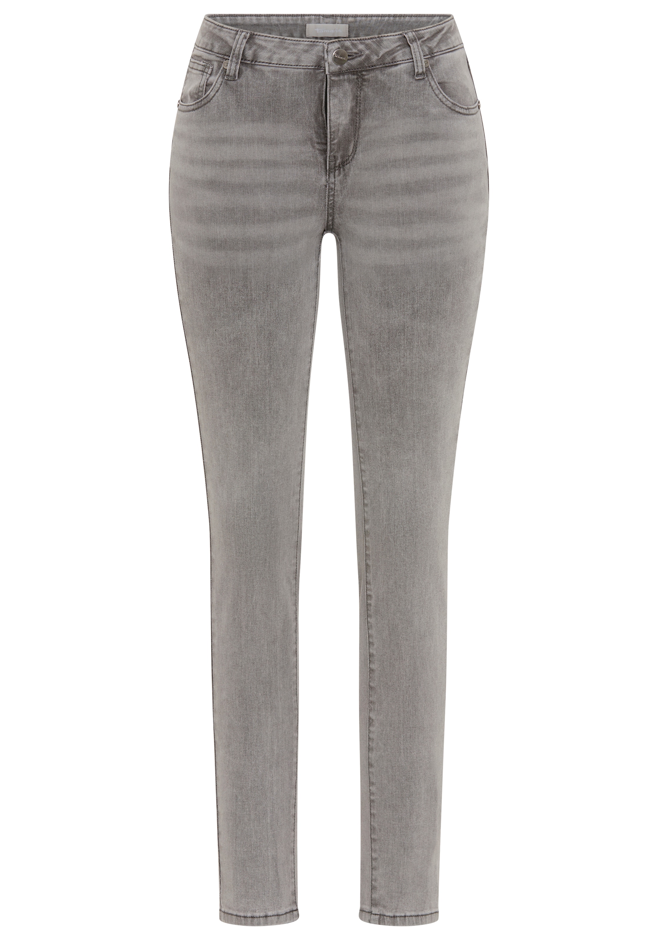 Tamaris Skinny-fit-Jeans »aus bequemen Stretch-Denim« schmale Beinweite, mit Gürtelschlaufenbund, mit Metallreißverschluss