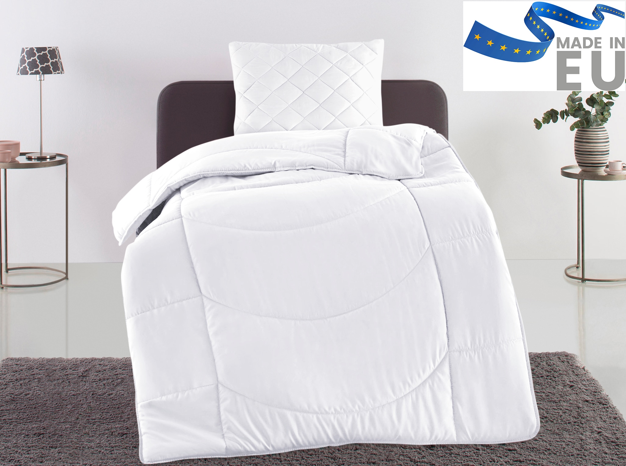 OTTO home Steppbett + Kopfkissen »Microlux , Bettdecke 135x200 cm, 155x220 cm« Set mit Kissen 40x80 cm, 80x80 cm, Sommer, Herbst, Winter in 4 Farben