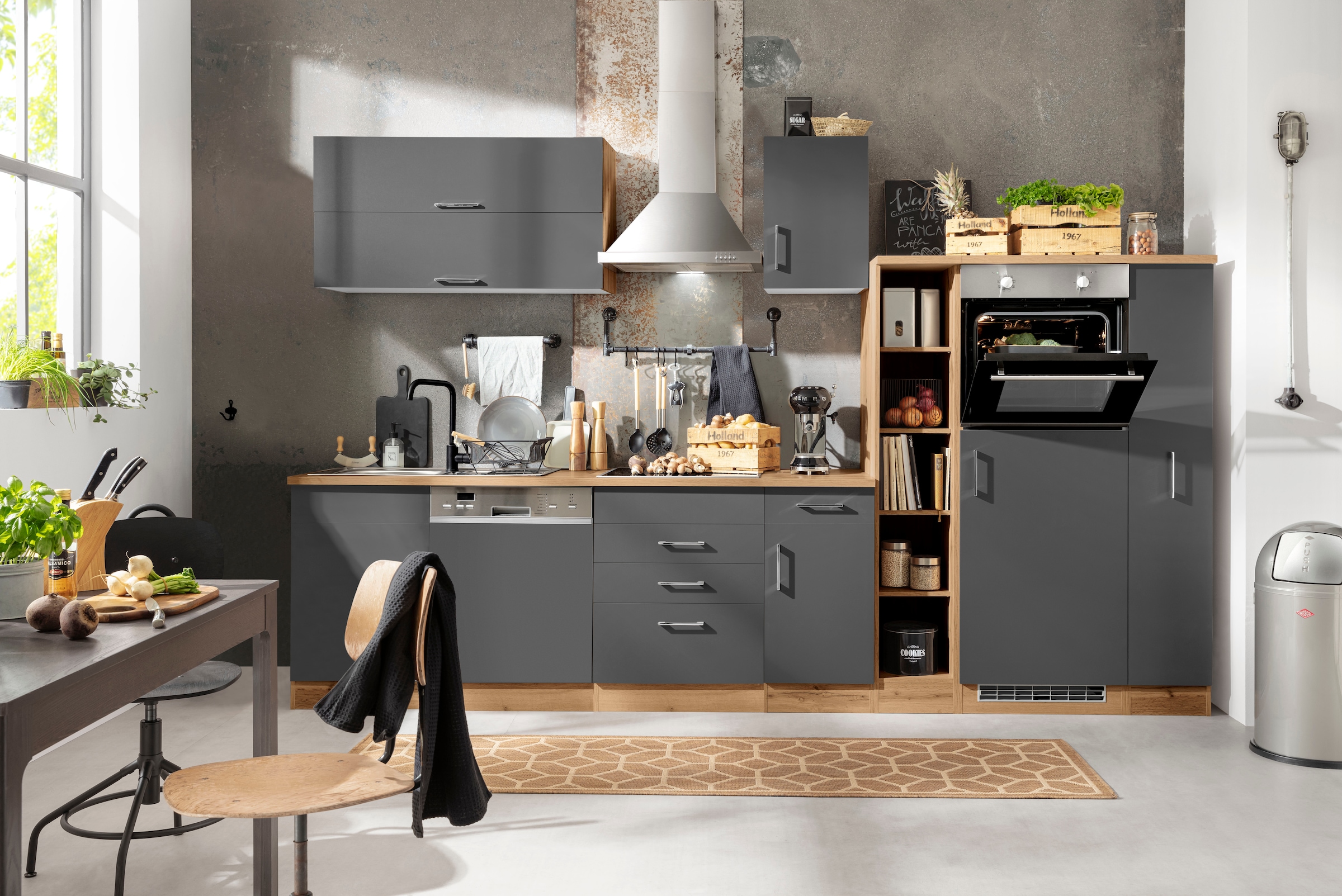 KOCHSTATION Küchenzeile »KS-Colmar«, mit E-Geräten, Breite 330 cm