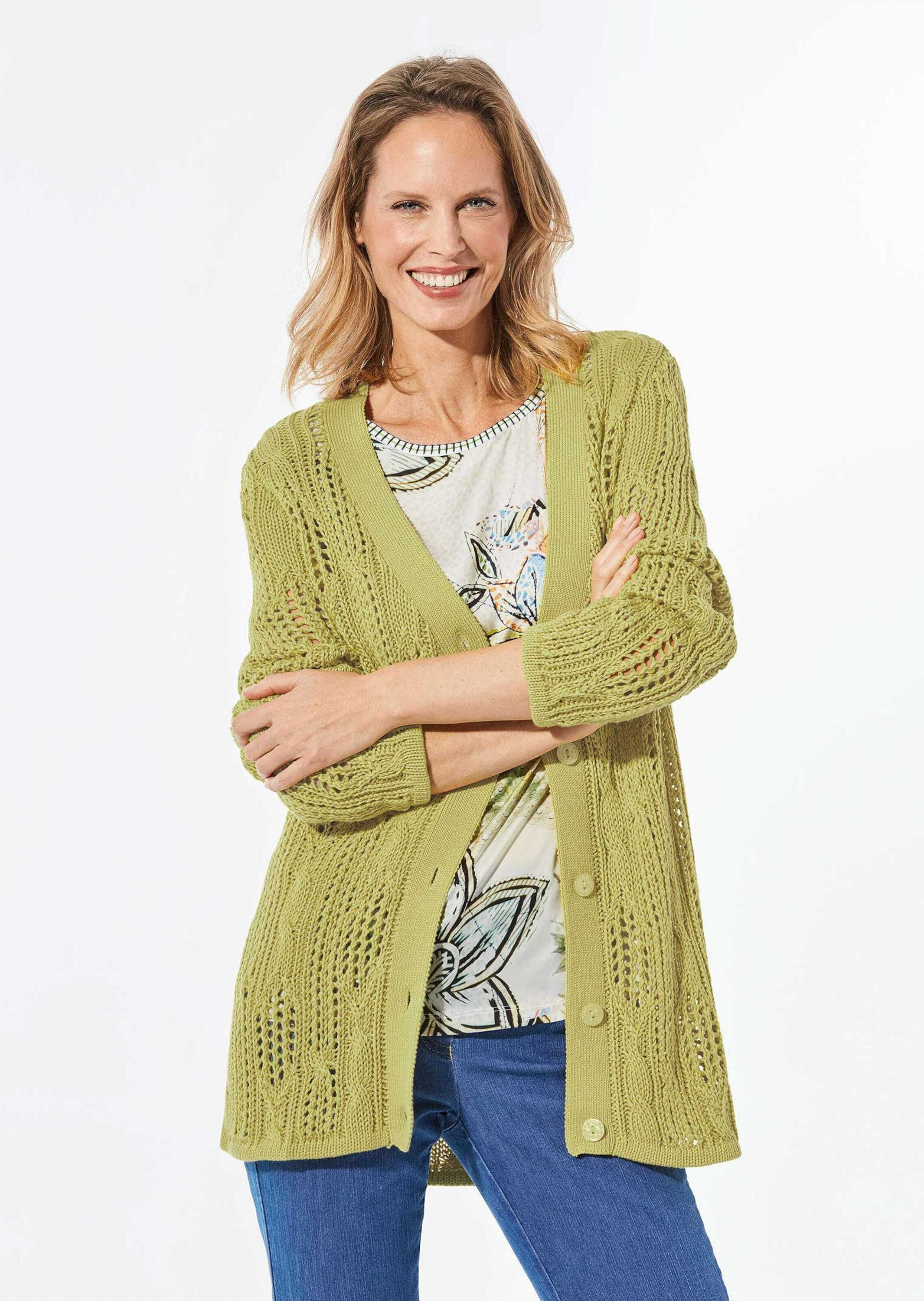 GOLDNER Strickjacke "Kurzgröße Strickjacke mit Knöpfen" Knopf günstig online kaufen