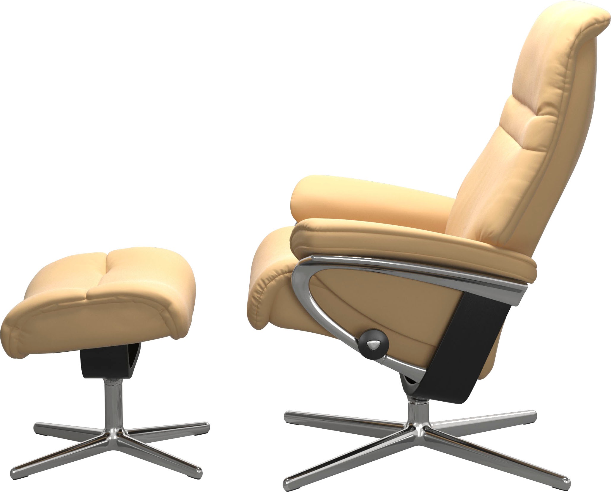 Stressless® Relaxsessel »Sunrise«, (Set, Relaxsessel mit Hocker), mit Hocker, mit Cross Base, Größe S, M & L, Holzakzent Schwarz