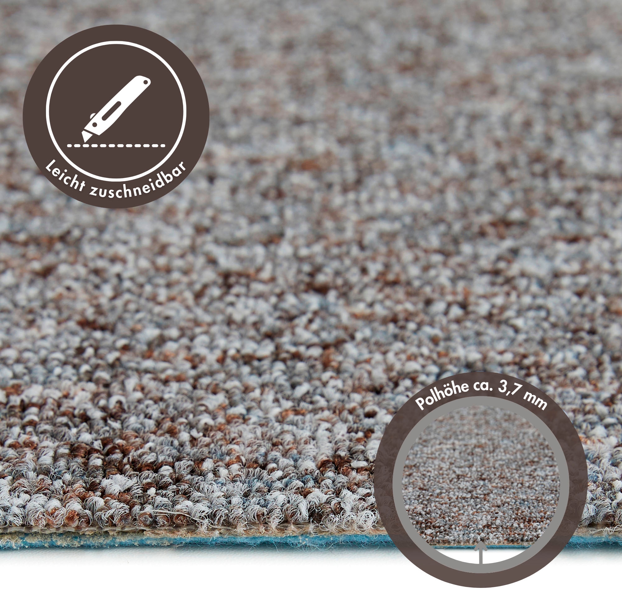 Andiamo Teppichboden »Gambia, Feinschlinge, Made in Belgium«, rechteckig, 7,2 mm Höhe, meliert, Breite 400 cm oder 500 cm, strapazierfähig, pflegeleicht