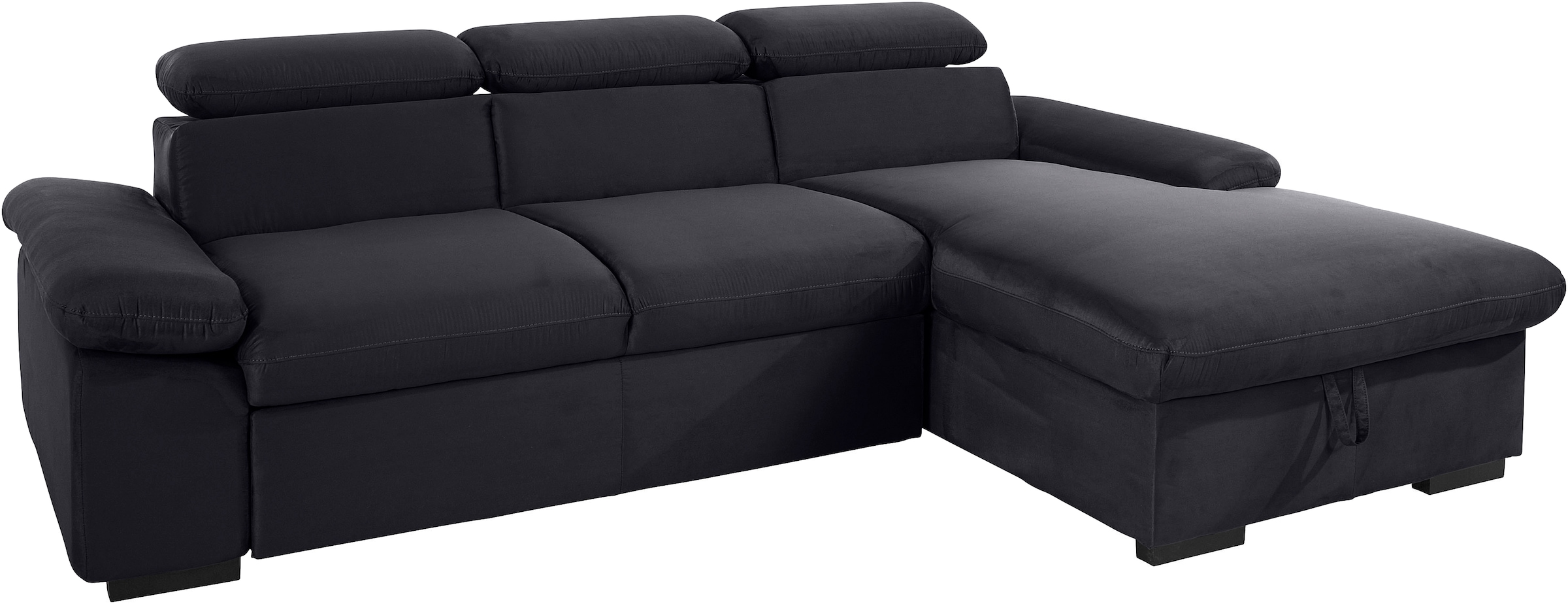 COTTA Ecksofa »Lola L-Form mit Kopfteilfunktion & Hocker«, (Set, mit Hocker), wahlweise mit Bettfunktion, Bettkasten & Armteilverstellung