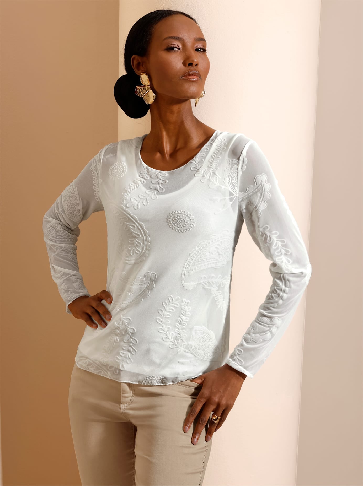 creation L Langarmshirt "Mesh-Shirt" 1 tlg. günstig online kaufen