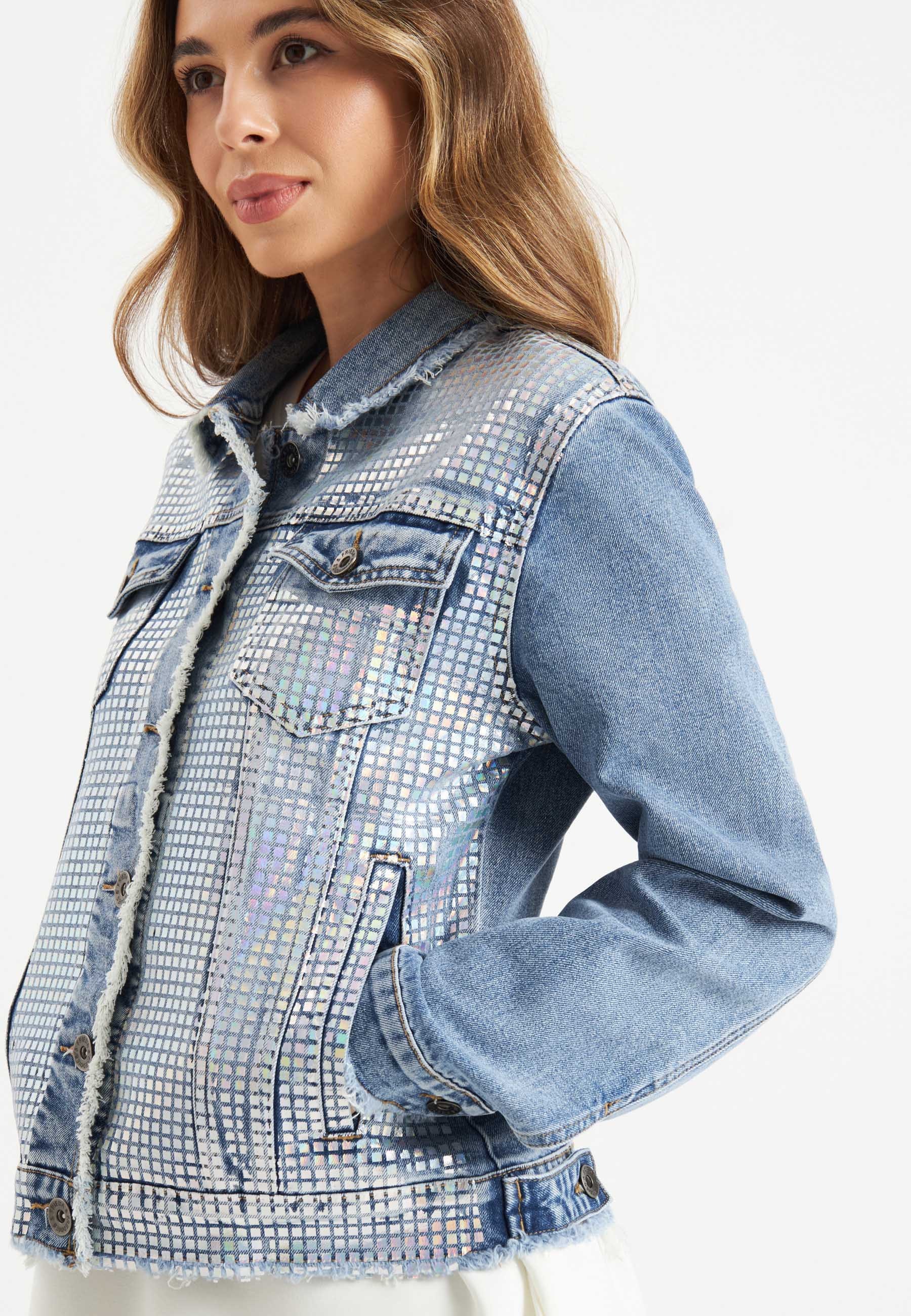Frieda & Freddies Jeansjacke »Denim Jacket«, in Metallic-Optik