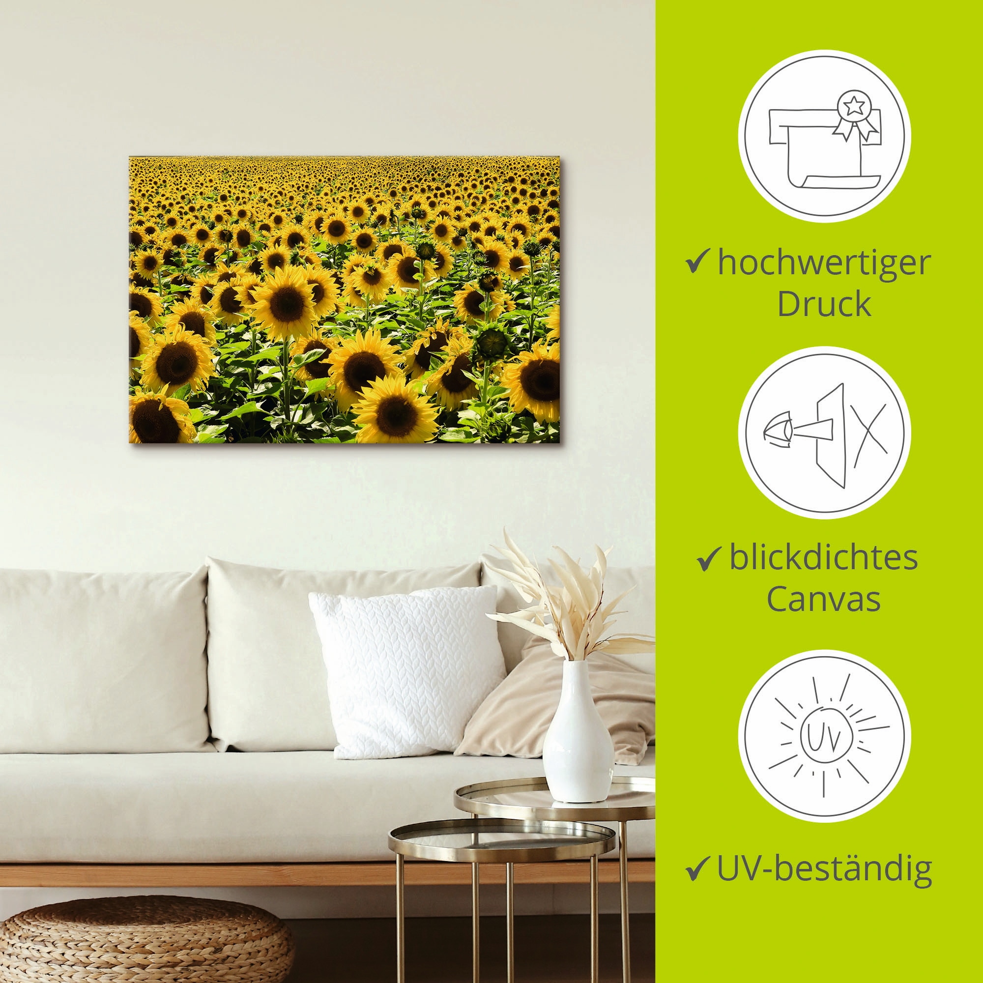 Artland Wandbild »Sonnenblumenfeld«, Blumen, (1 St.), als Alubild, Outdoorbild, Leinwandbild, Poster in verschied. Größen