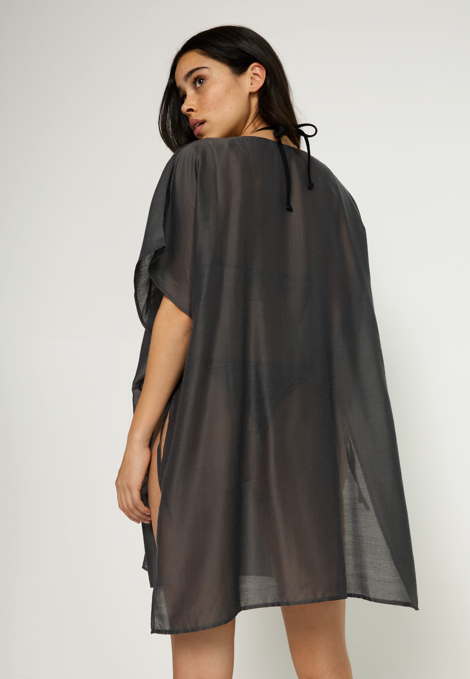 LSCN by LASCANA Chiffontunika seitlich zum Knoten, transparente Strandtunika