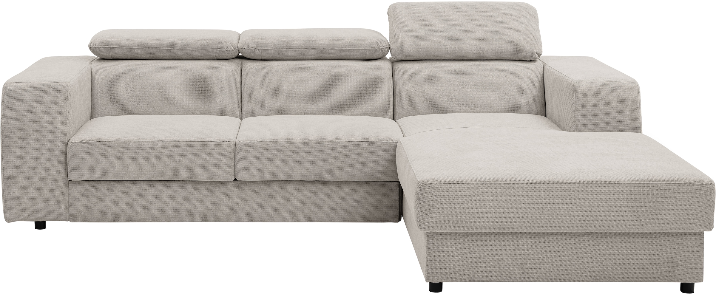 WERK2 Ecksofa »Cherry, modernes Sofa mit Komfortfunktionen, Breite 270cm, L-Form,«, bequem, mit verstellbaren Kopfteilen, Schlaffunktion und Bettkasten