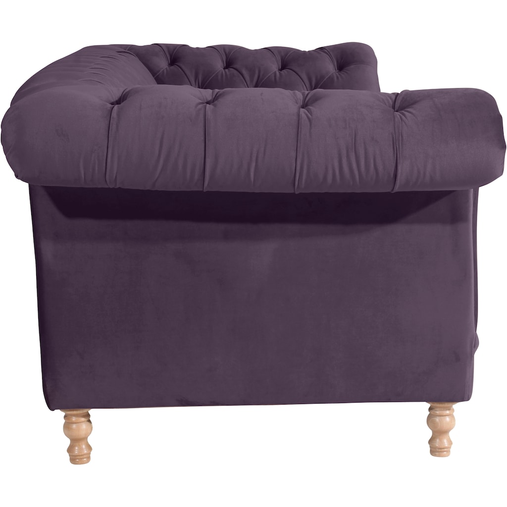 Max Winzer® Chesterfield-Sofa »Isabelle«, mit Knopfheftung & gedrechselten Füßen in Buche natur, Breite 260 cm