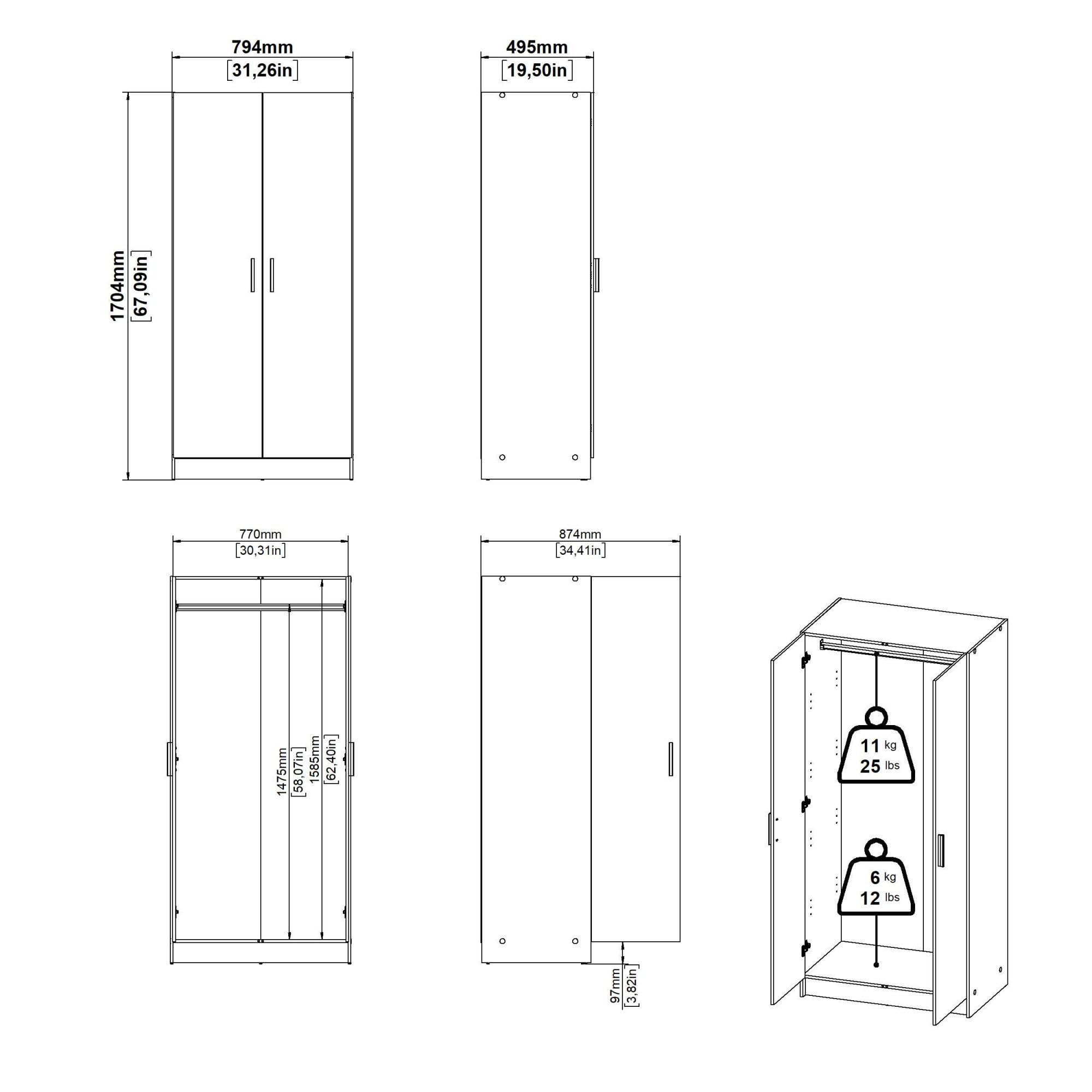 INOSIGN Schlafzimmer-Set »Escape, für Schlafzimmer, Jugendzimmer, aufbewahrung, Nordischer Stil«, (Set, 3 tlg.), (Set, 3-tlg), bestehend aus Kleiderschrank, Kommode & Nachttisch
