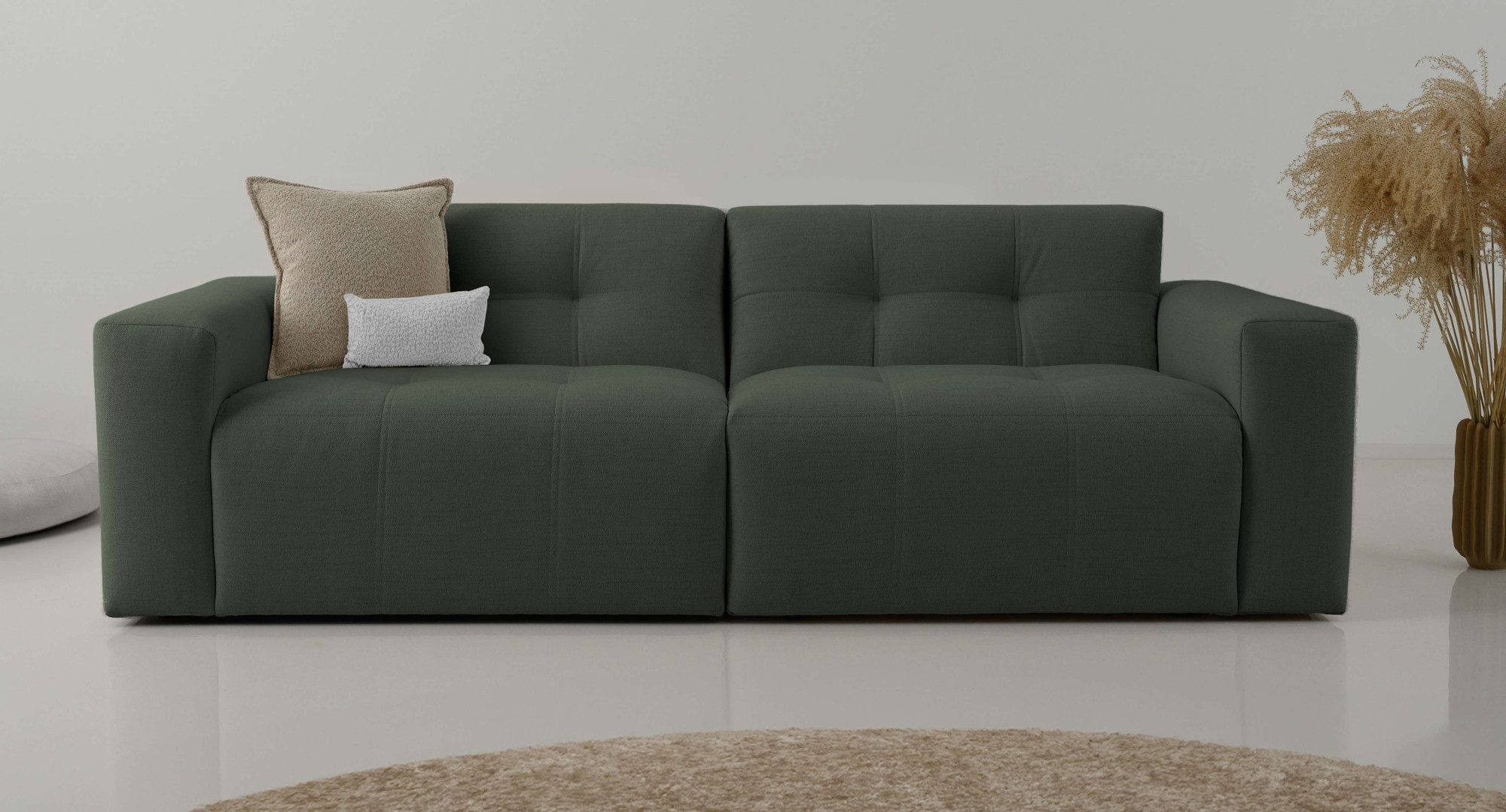 OTTO home 3-Sitzer "Tapley" Breite 220 cm,Boucle, Struktur fein, mit Knopfs günstig online kaufen