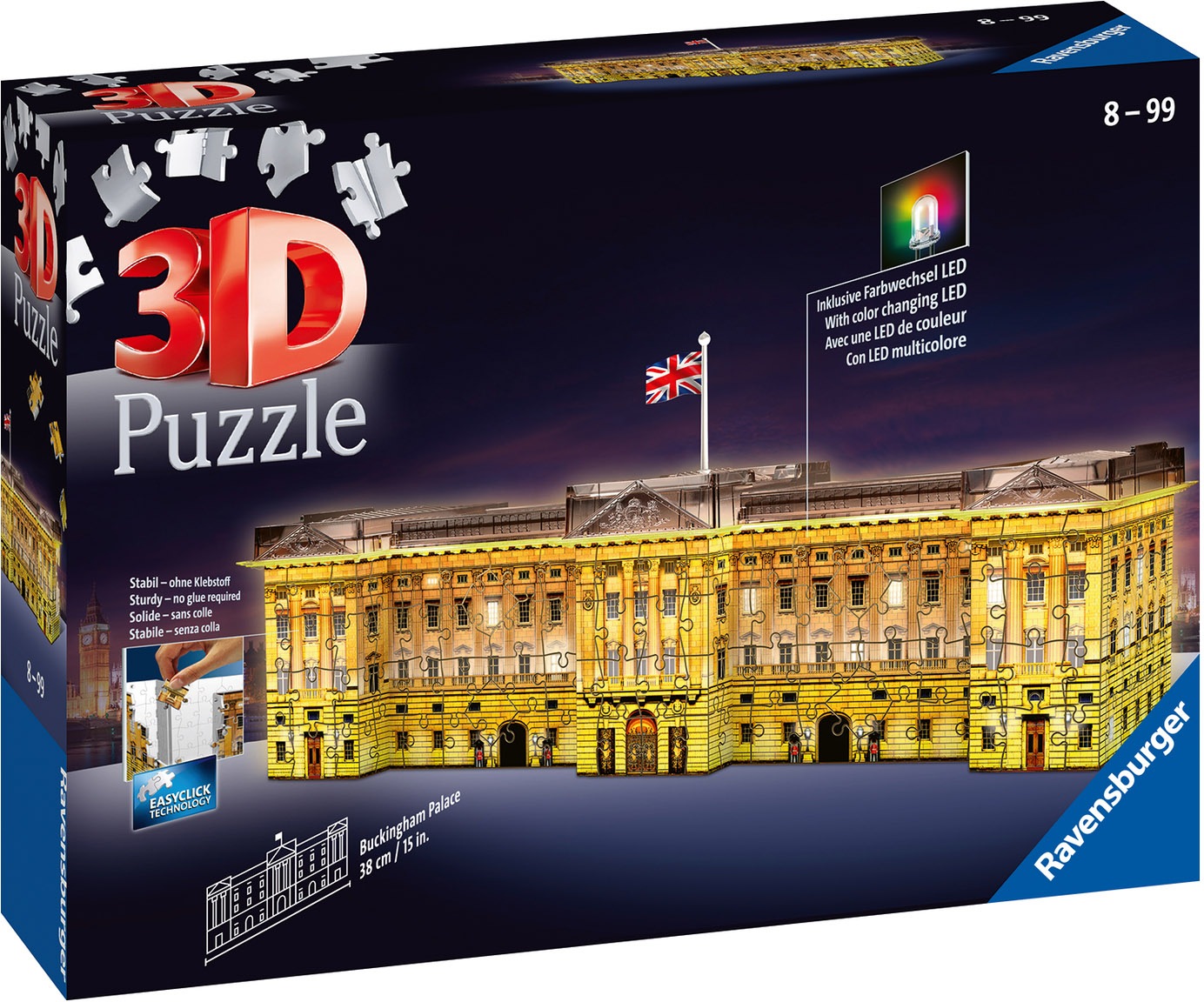 Ravensburger 3D-Puzzle »Buckingham Palace bei Nacht«, mit Farbwechsel LEDs; Made in Europe, FSC® - schützt Wald - weltweit