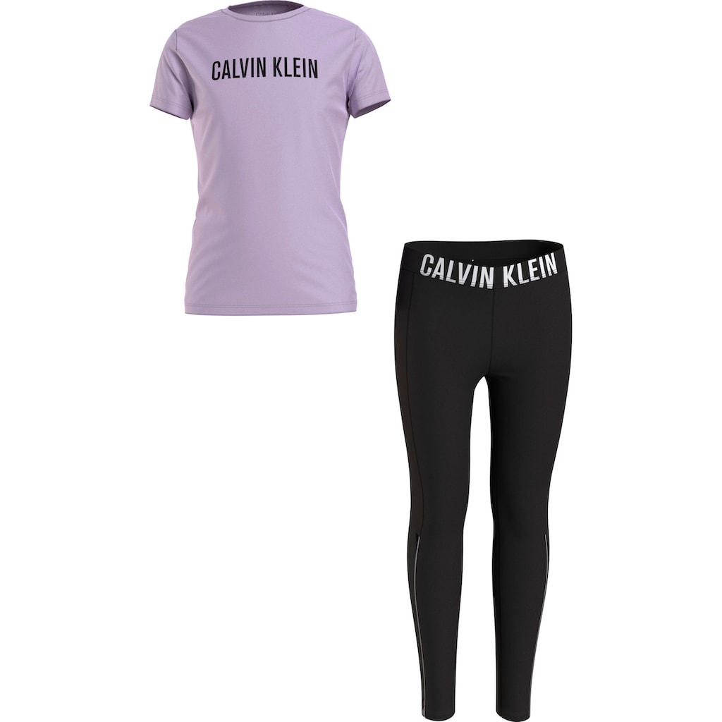 Calvin Klein Underwear Pyjama »KNIT PJ SET (SS+LEGGING)«, (2 tlg.), mit leicht transparenten Beineinsätzen