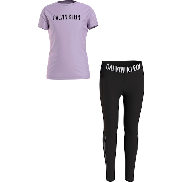 Calvin Klein Pyjama »KNIT PJ SET (SS+LEGGING)«, (2 tlg.), mit leicht  transparenten Beineinsätzen online bestellen | BAUR