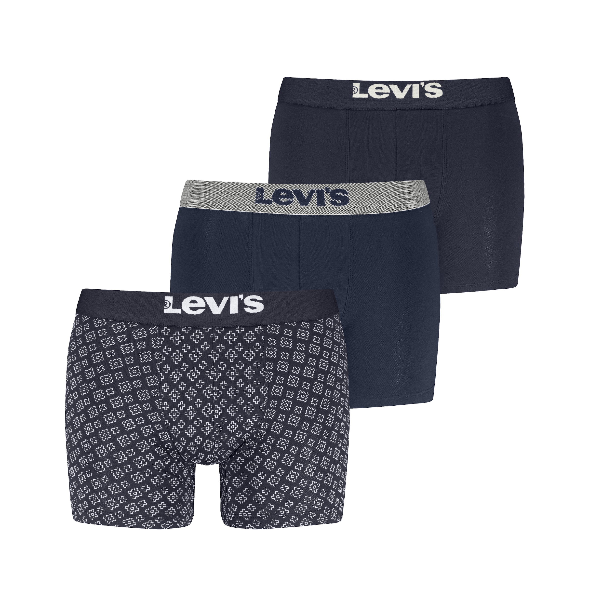 Levis Boxershorts "LEVIS MEN GIFTBOX DENIM BOXER BRIEF 3P" ohne Eingriff, mit elastischem Logobund