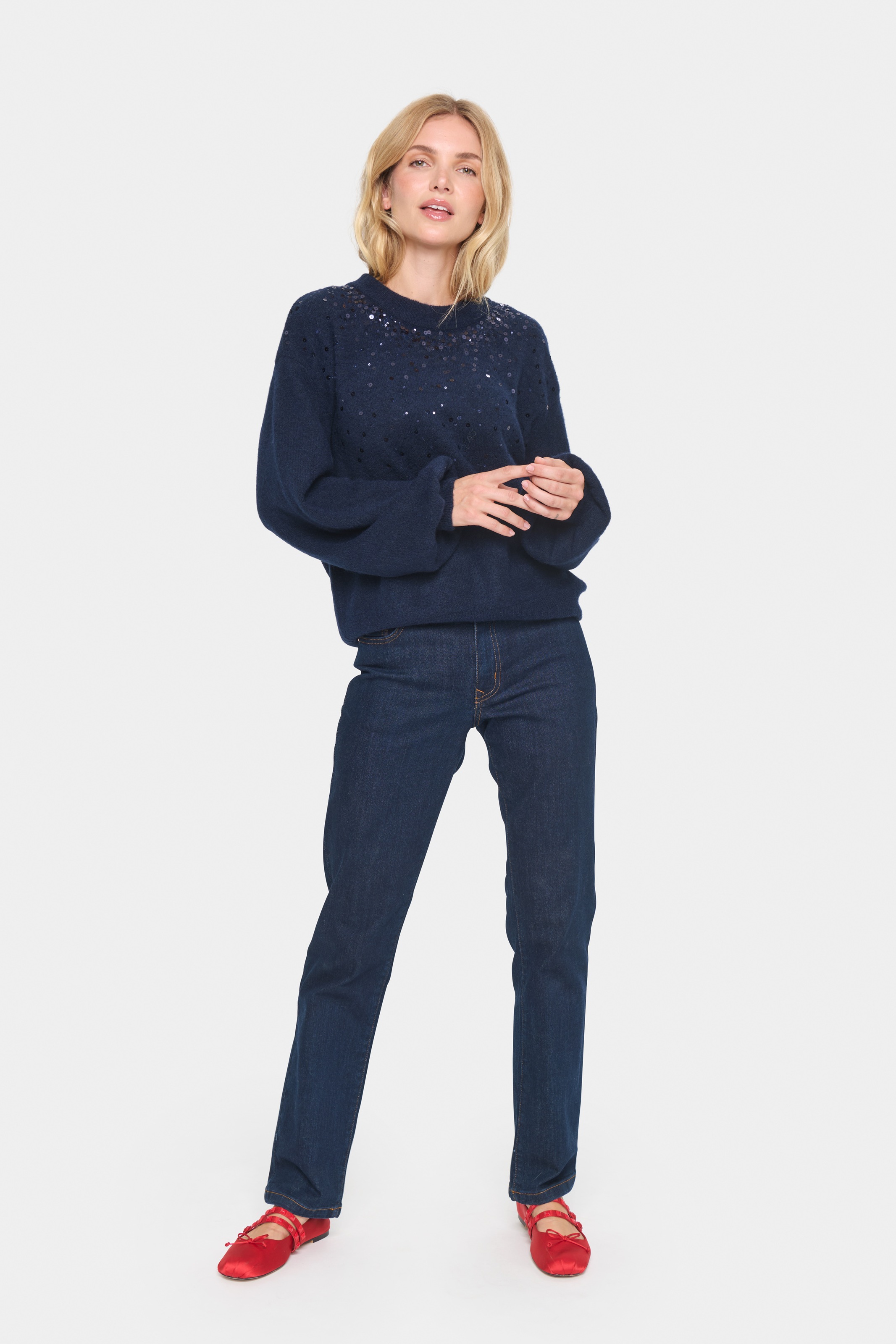 Saint Tropez Strickpullover »BarbelSZ Pullover«, mit Pailletten