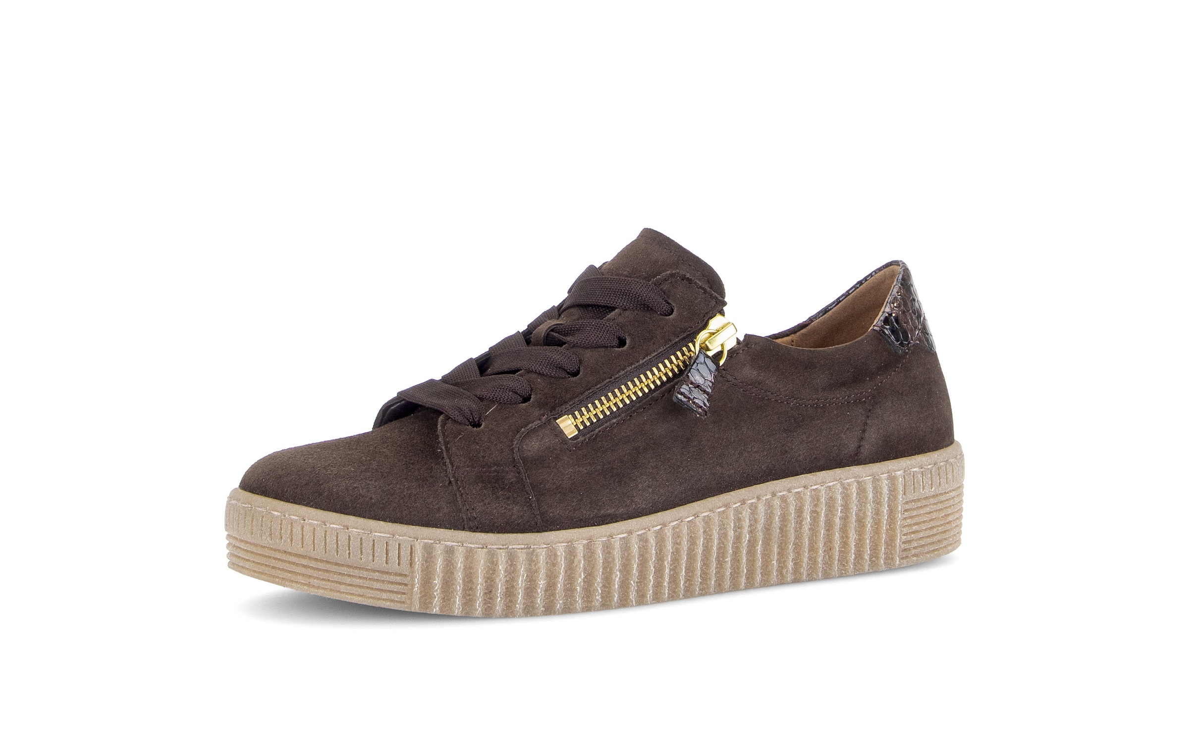 Gabor Plateausneaker Freizeitschuh, Halbschuh, Schnürschuh Mit Dezentem Fresenbesatz