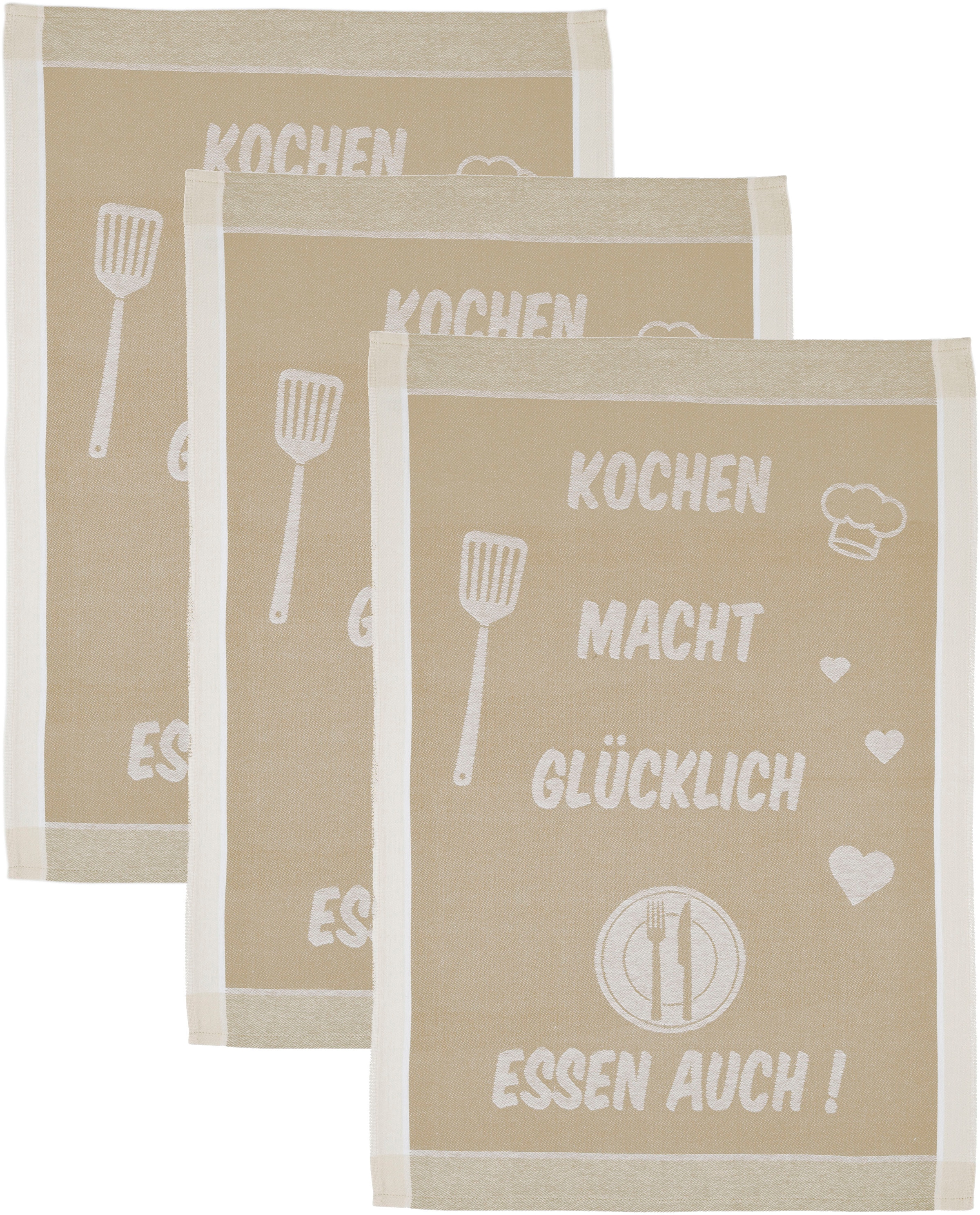 ROSS Geschirrtuch "Kochen macht glücklich... Essen auch" Sprüchetuch, aus 1 günstig online kaufen
