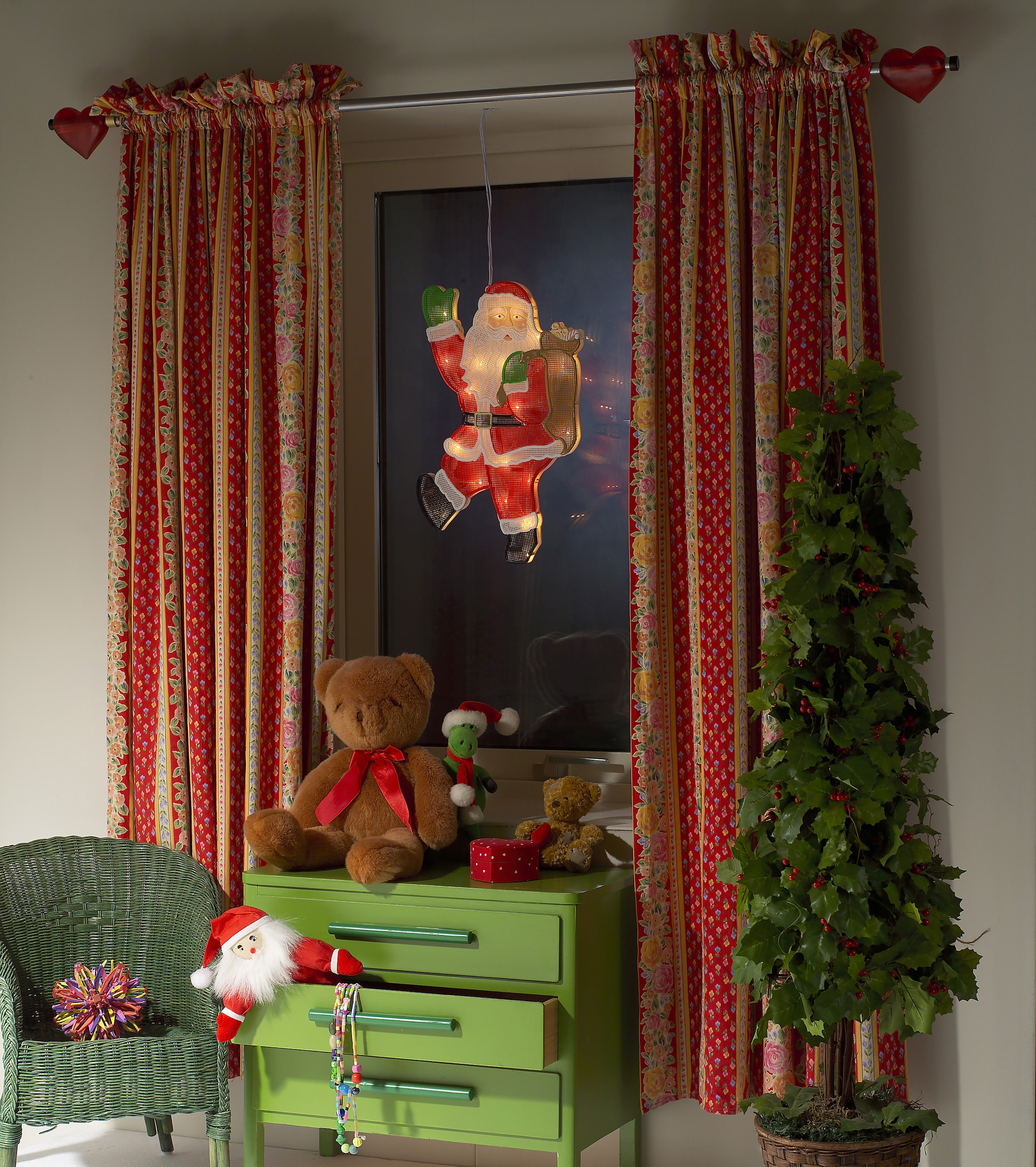 KONSTSMIDE LED Fensterbild »Weihnachtsdeko«, 20 flammig, Leuchtmittel LED-Modul | LED fest integriert, LED Fensterbild, Weihnachtsmann, 20 warm weiße Dioden