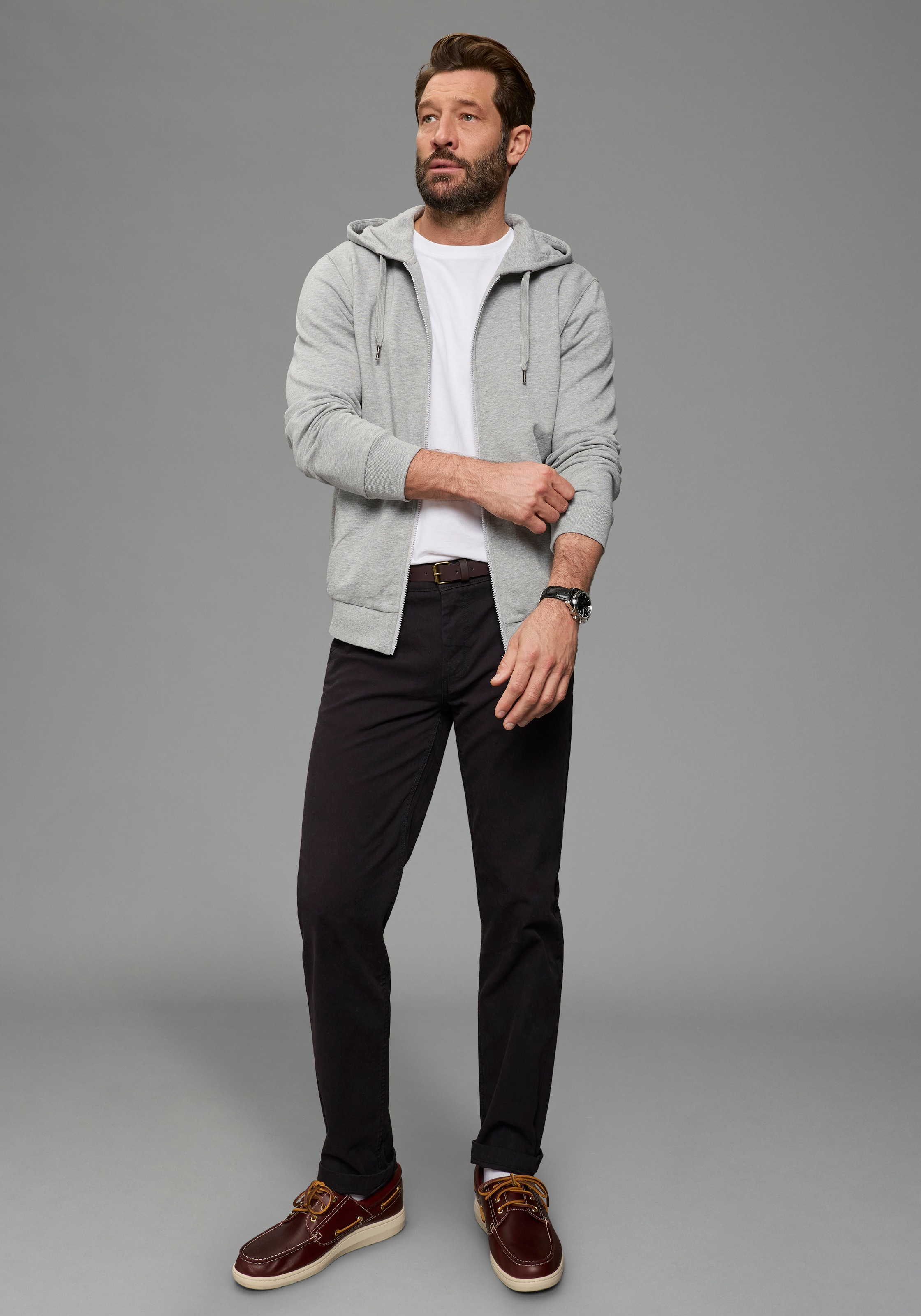 Sweatjacke MAN'S WORLD, Herren, Gr. L (52/54), marine, angeraute Sweatware, Obermaterial: 60% Baumwolle, 40% Polyester. Obermaterial Melange: 90% Baumwolle, 10% Viskose. Kapuze: 90% Baumwolle, 10% Viskose. Kapuzenfutter: 60% Baumwolle, 40% Polyester, unif 3