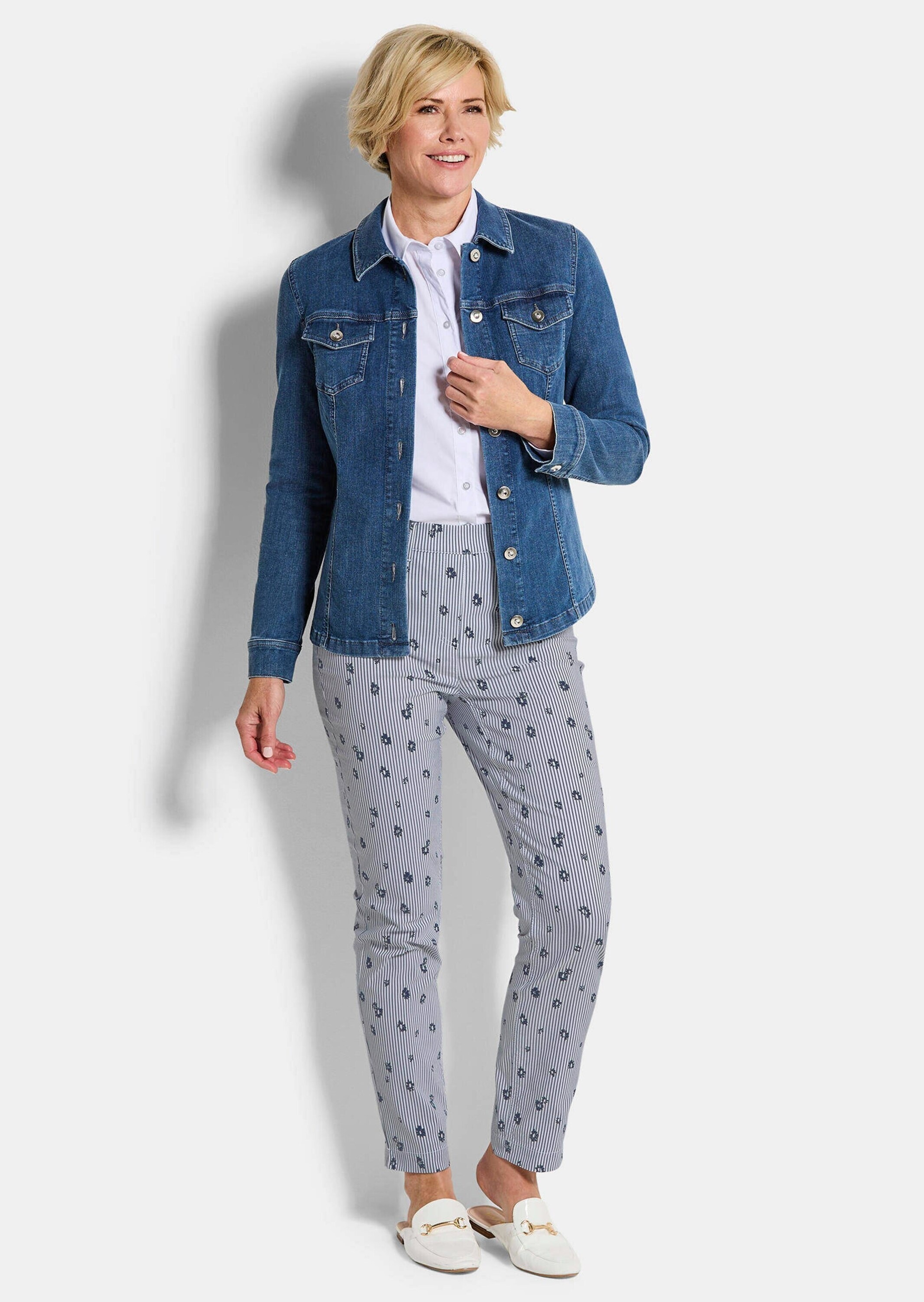 GOLDNER Schlupfhose "Kurzgröße Bengalinhose LOUISA mit Streifen und Blumen" günstig online kaufen