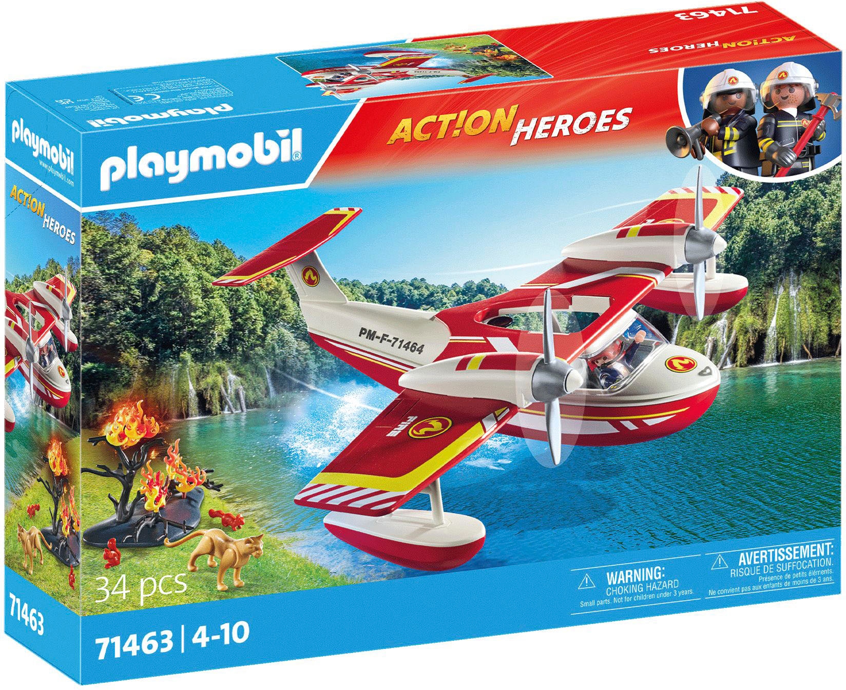 Konstruktions-Spielset »Feuerwehrflugzeug mit Löschfunktion (71463), Action Heroes«,...