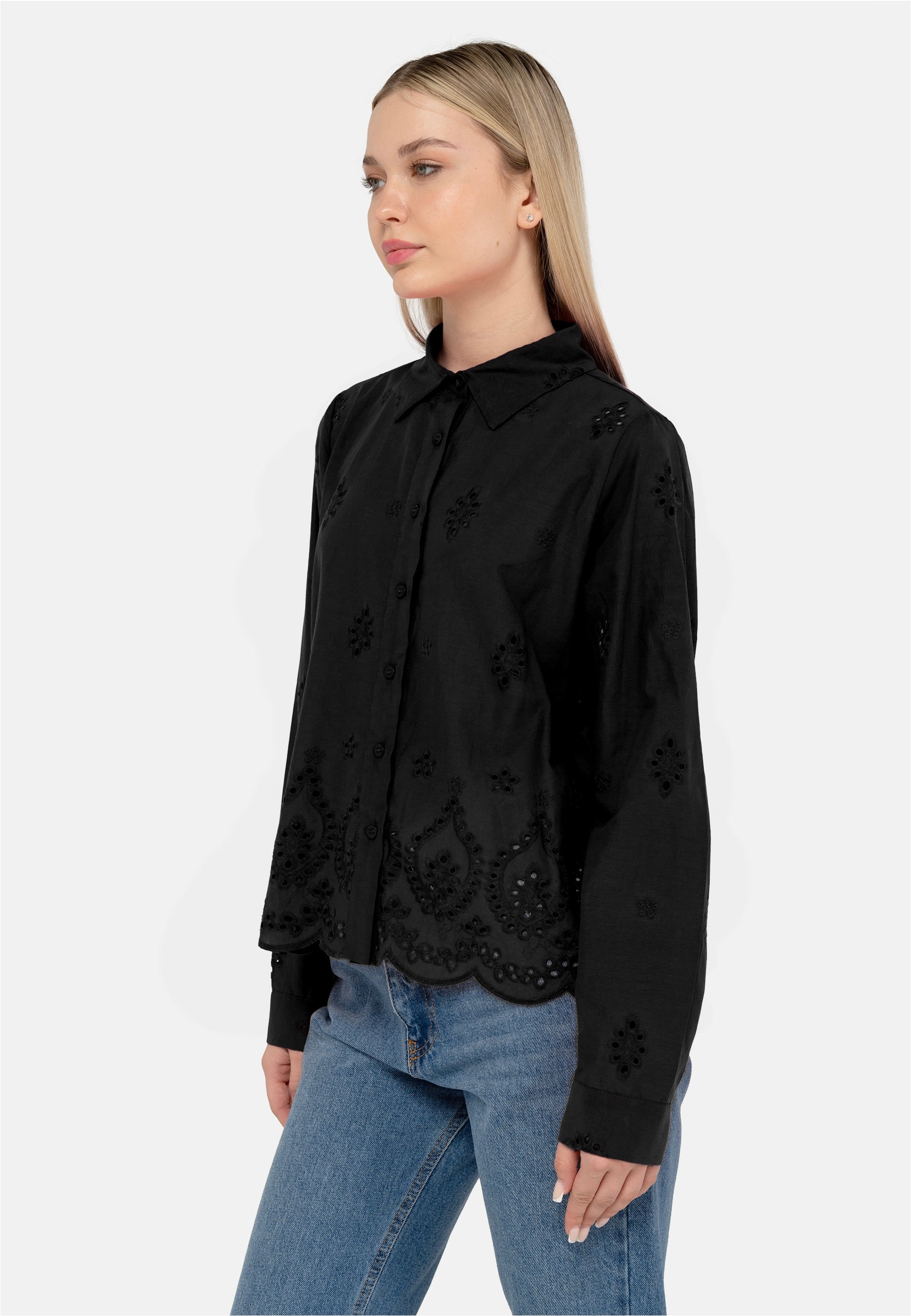 freshlions Klassische Bluse "Kate", 1 mit luftigem Lochmuster günstig online kaufen