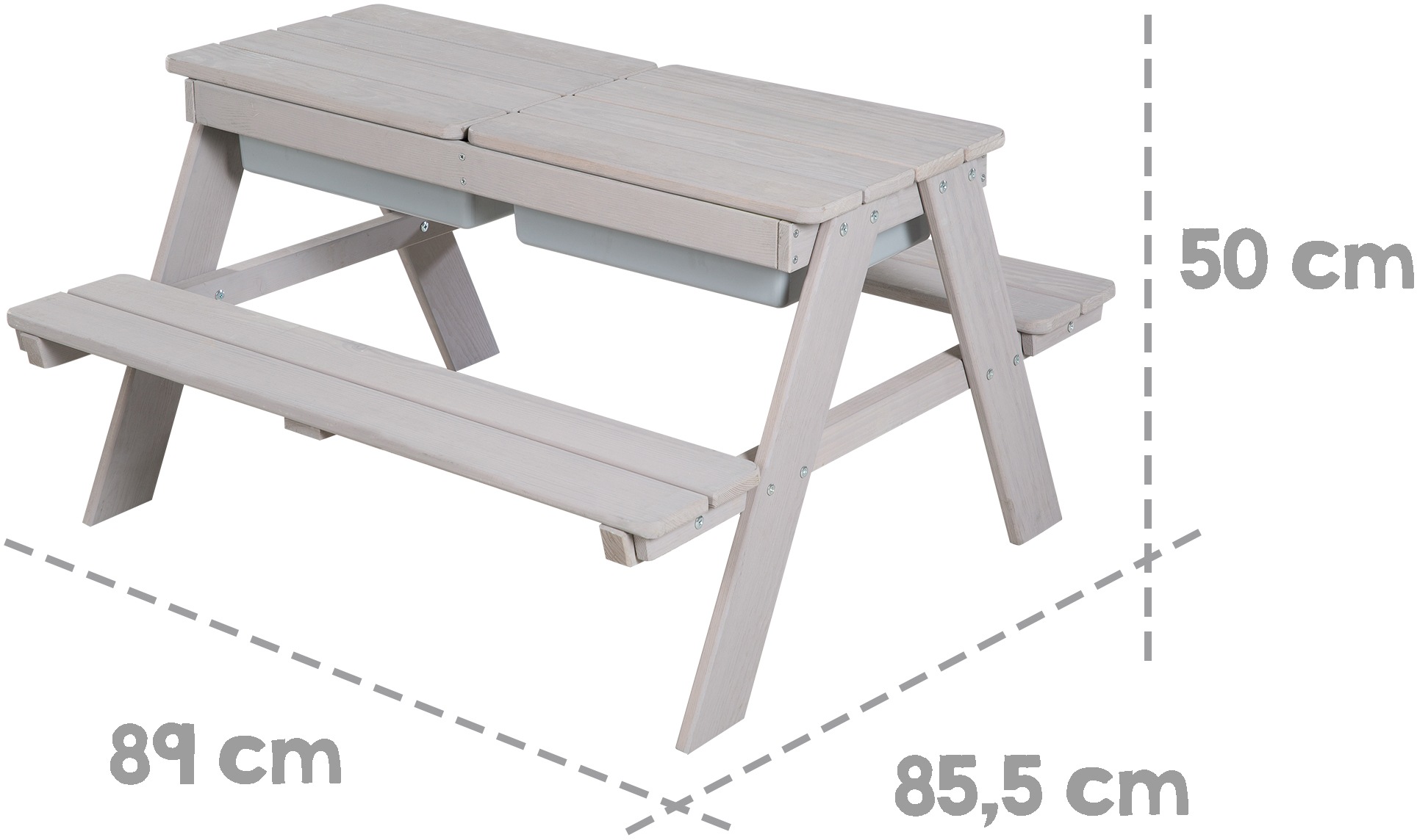roba® Kindersitzgruppe »Picknick for 4 Outdoor + mit Spielwannen, Grau«, (Set), mit abgerundeten Ecken; inklusive Sitzauflagen Â»Little StarsÂ«
