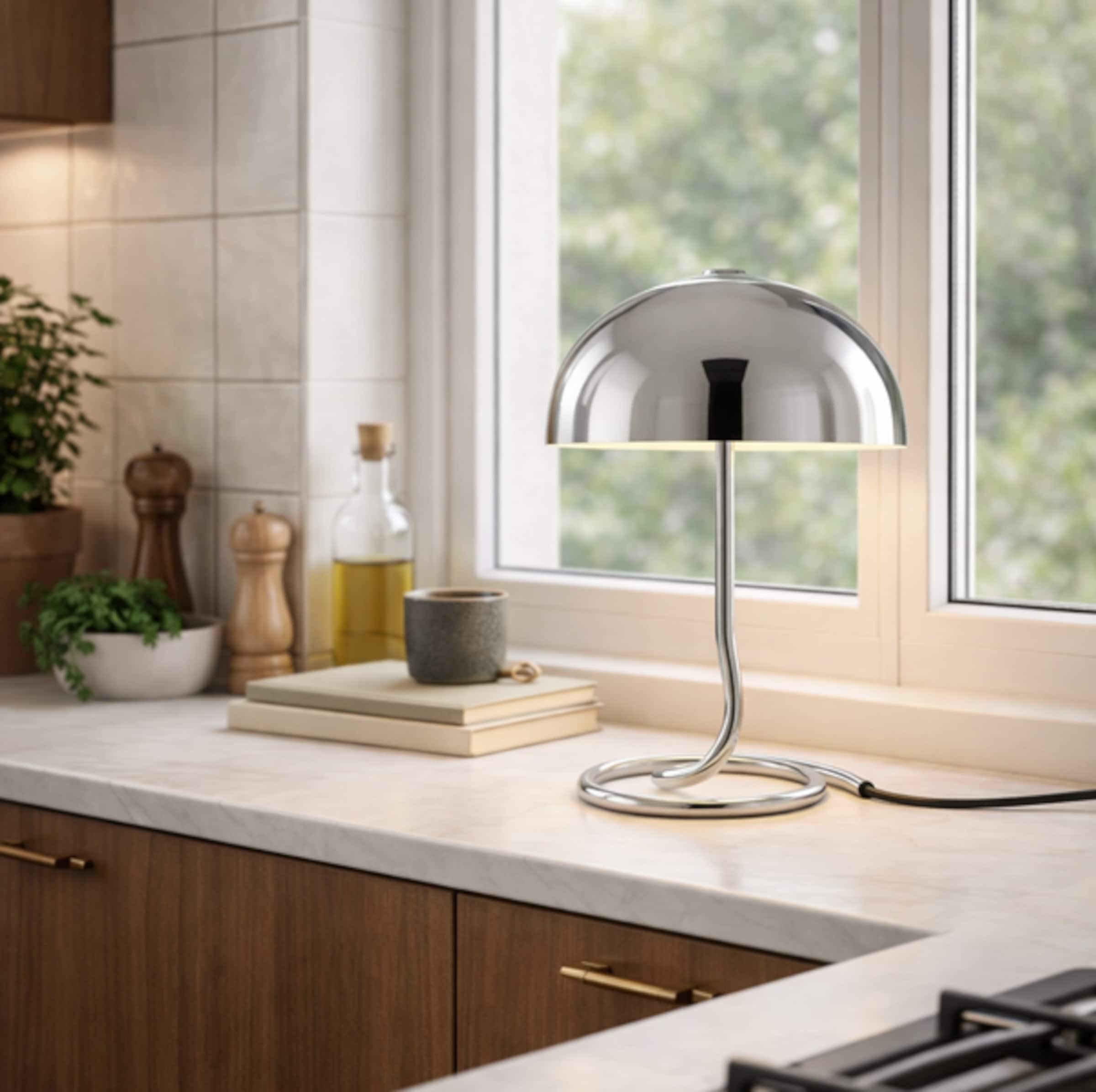 OTTO home Tischleuchte »Charlett Pilz Lampe« G9 1 Stk. Tischlampe, Ø 20 cm, Höhe 31 cm, Metall, Spiralfuß, Pilzleuchte, G9