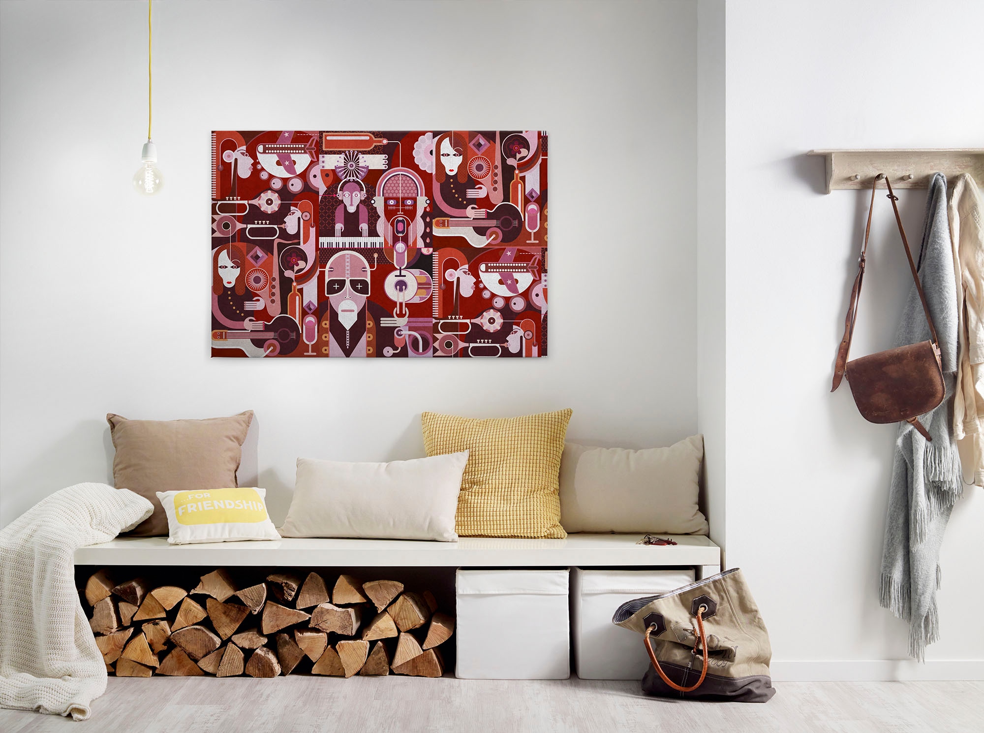 A.S. Création Leinwandbild "wall of sound" Abstrakt Kunst 1 Stk. tlg. Keilrahmen Bild Musik Abstrakt Bunt Leinwand-Bild Wohnzimmer modern