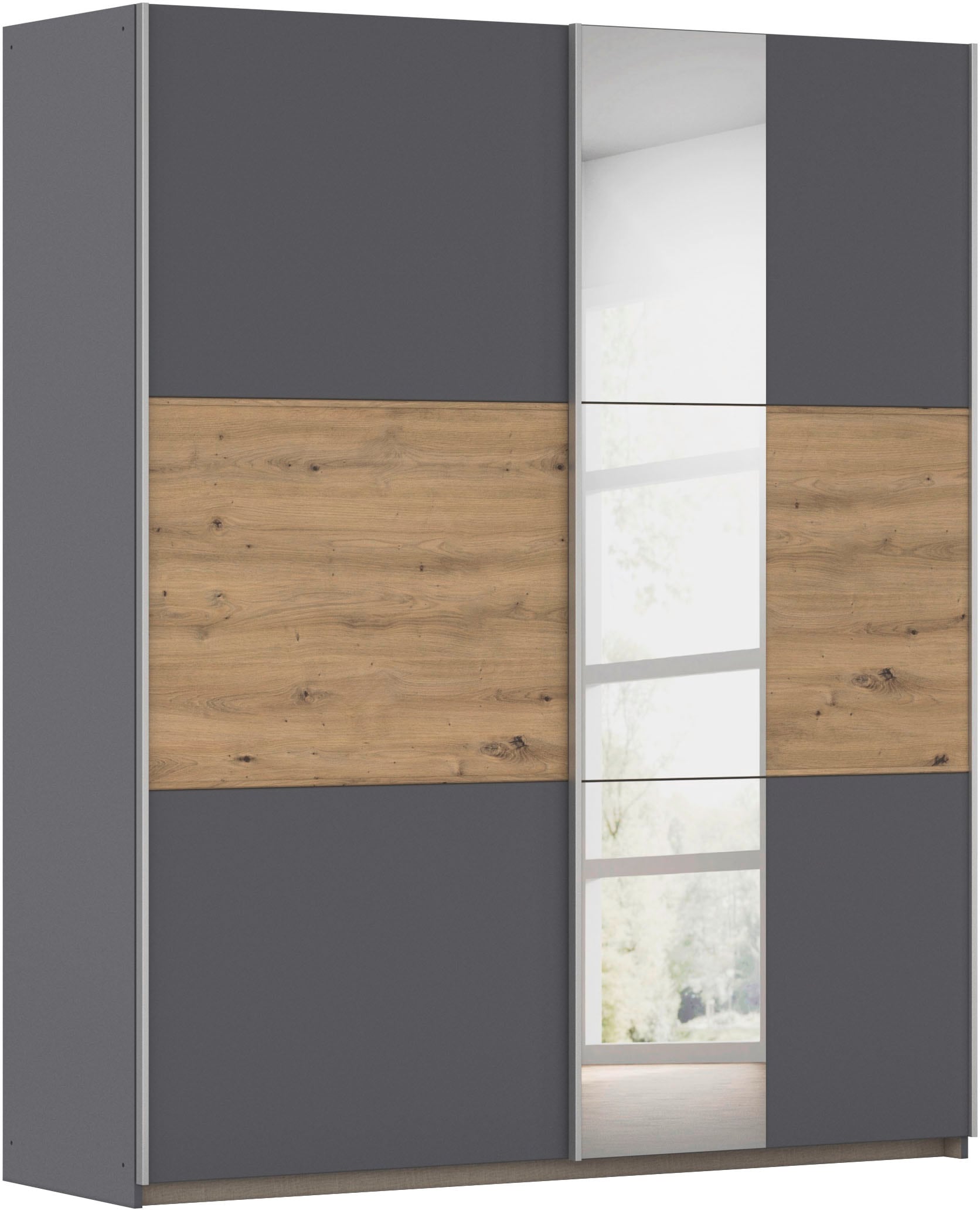 OTTO home Kleiderschrank "Mehrzweckschrank Aktenschrank Möbel Mietswohnung TOPSELLER ASTANA" 3 Ausstattungen BASIC/CLASSIC/PREMIUM (inkl. SOFT-CLOSE-FUNKTION), mit 3 Spiegelelementen, Metallgriffleisten alufarbig MADE IN GERMANY